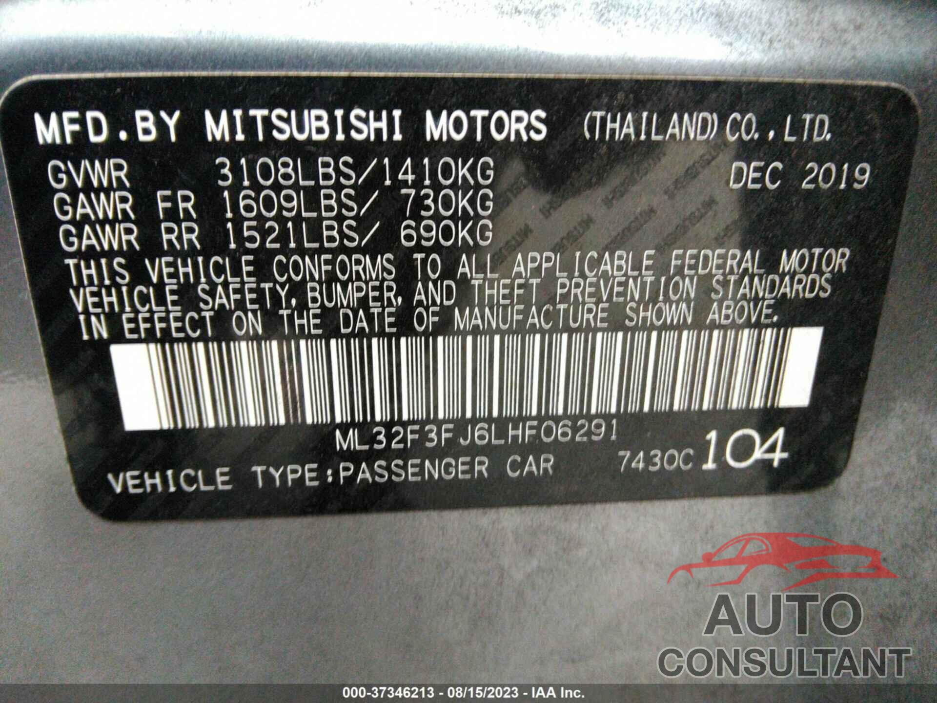 MITSUBISHI MIRAGE G4 2020 - ML32F3FJ6LHF06291