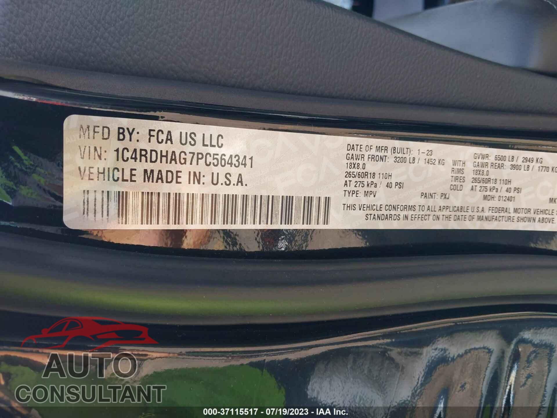 DODGE DURANGO 2023 - 1C4RDHAG7PC564341