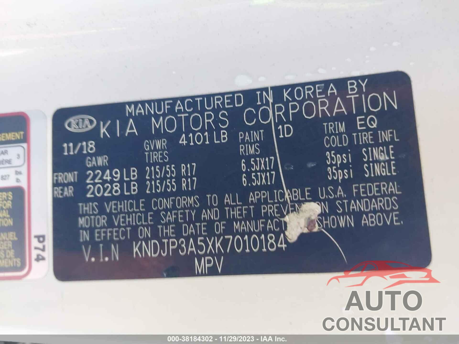 KIA SOUL 2019 - KNDJP3A5XK7010184