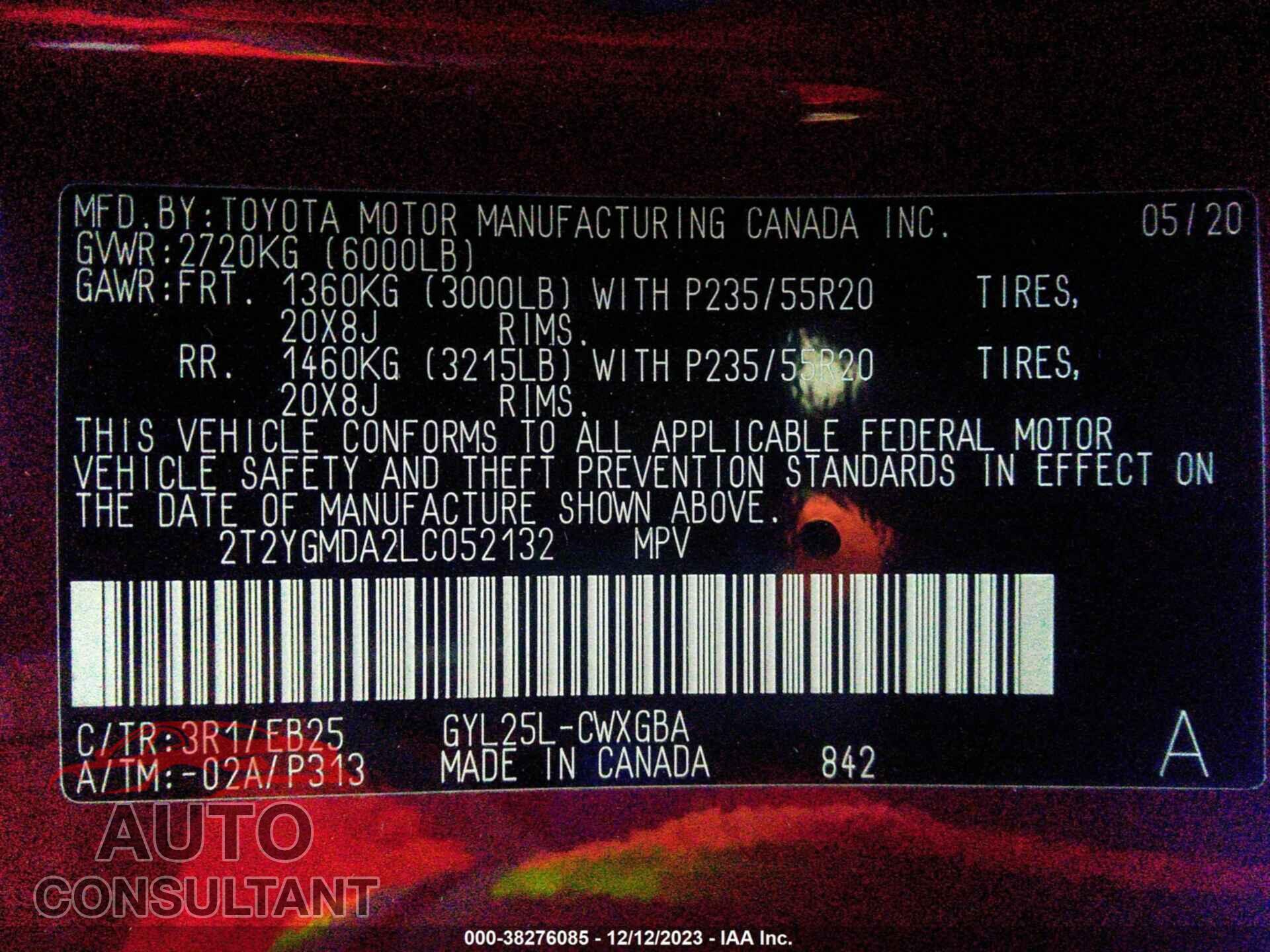 LEXUS RX 2020 - 2T2YGMDA2LC052132
