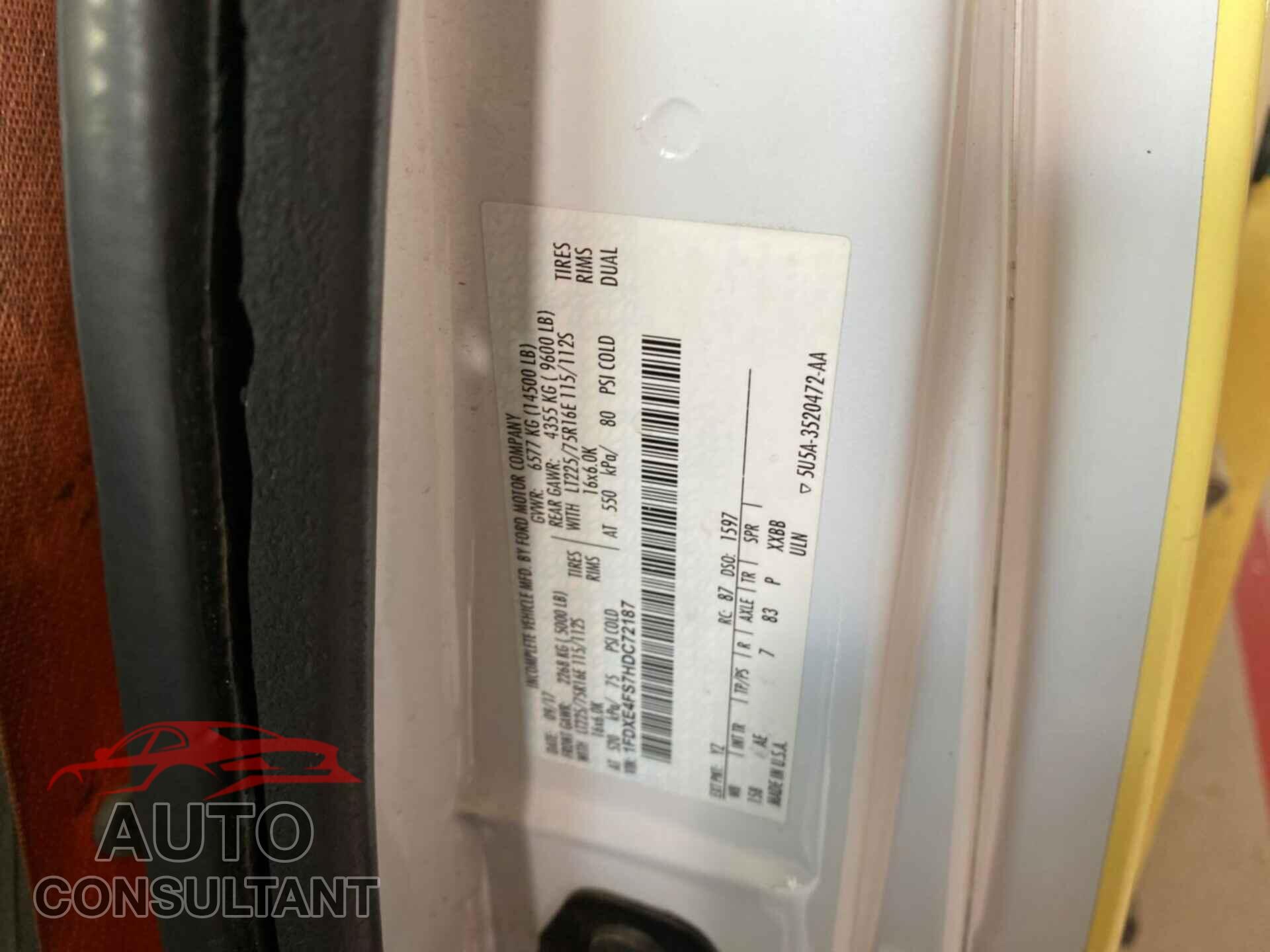 FORD E-450 CUTAWAY 2017 - 1FDXE4FS7HDC72187