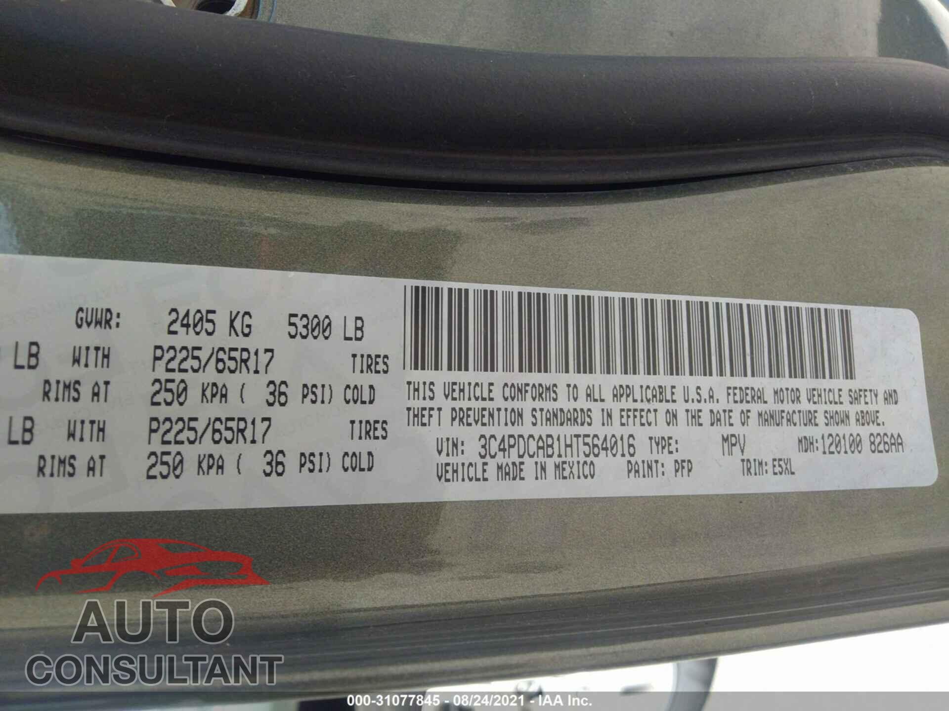 DODGE JOURNEY 2017 - 3C4PDCAB1HT564016