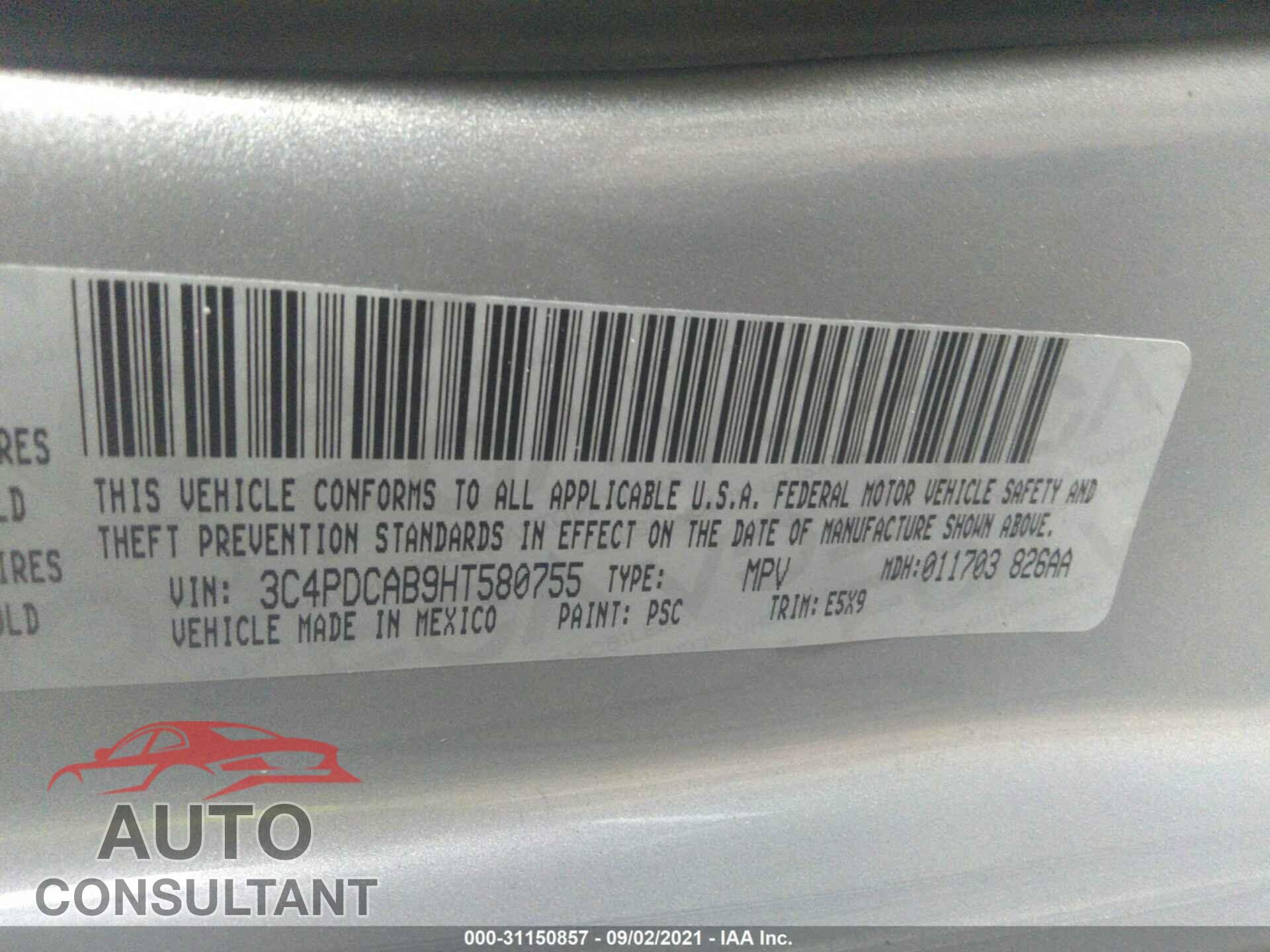 DODGE JOURNEY 2017 - 3C4PDCAB9HT580755