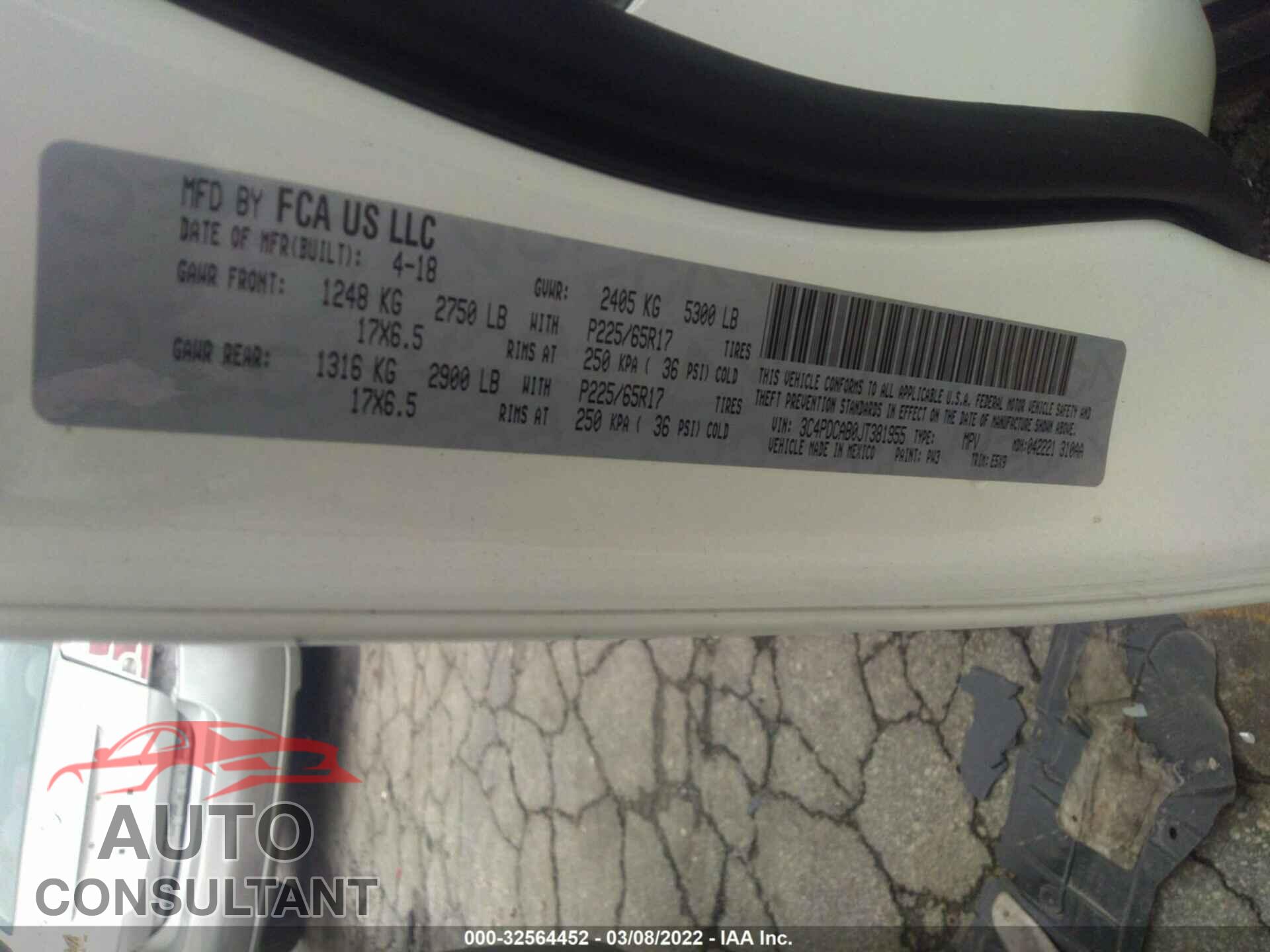 DODGE JOURNEY 2018 - 3C4PDCAB0JT381955