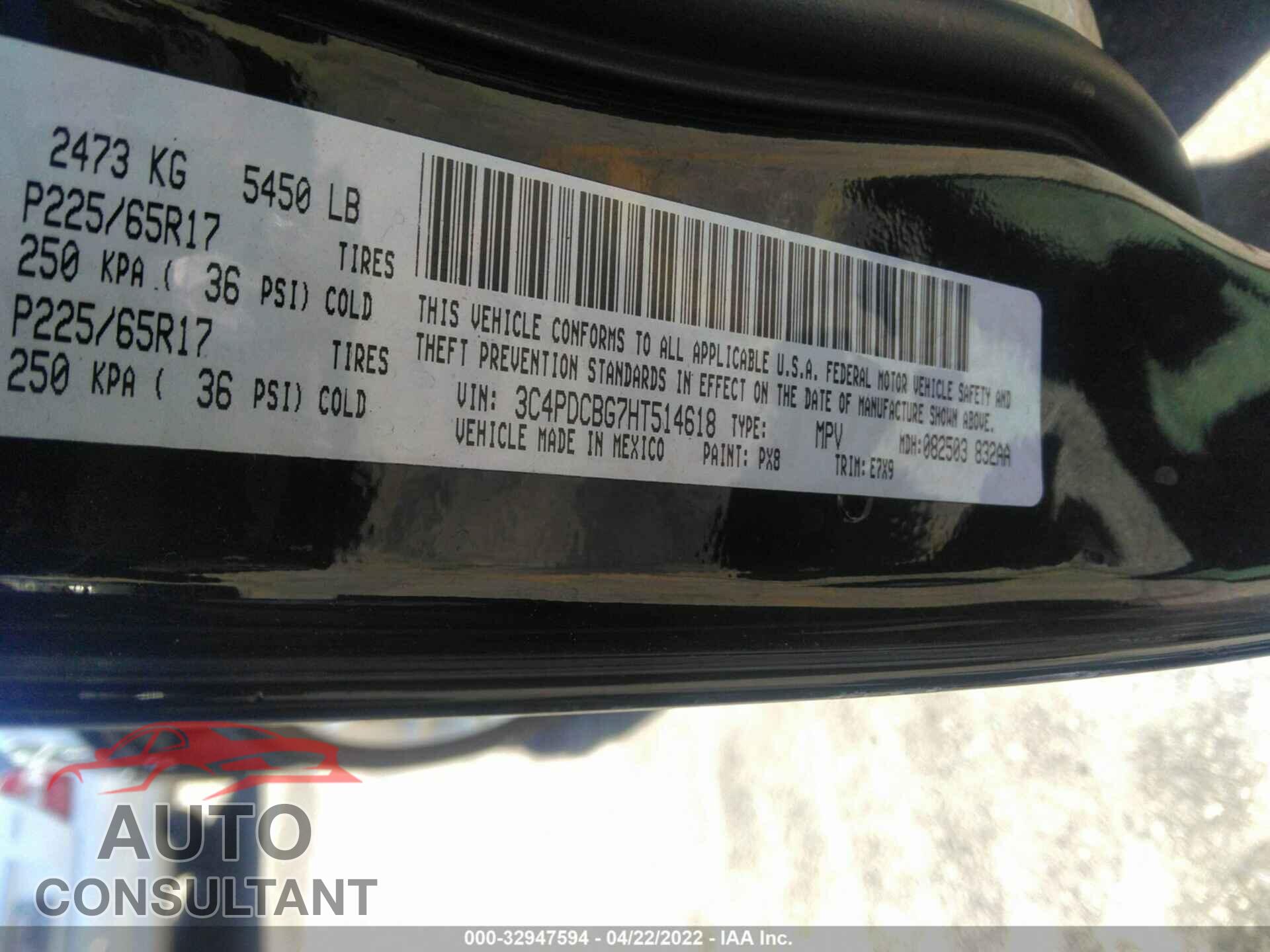 DODGE JOURNEY 2017 - 3C4PDCBG7HT514618