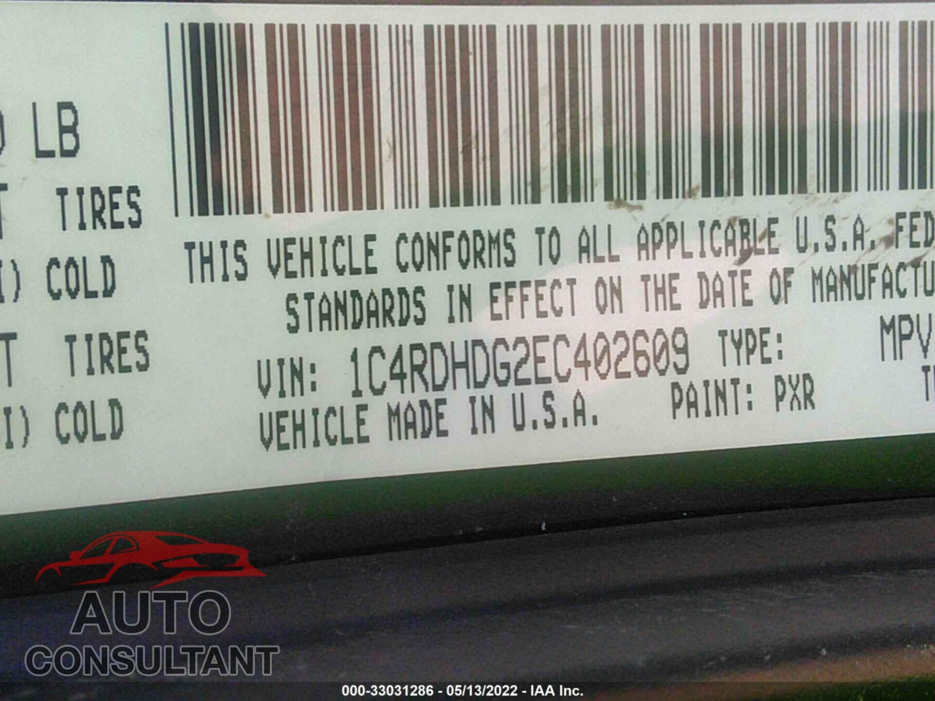 DODGE DURANGO 2014 - 1C4RDHDG2EC402609
