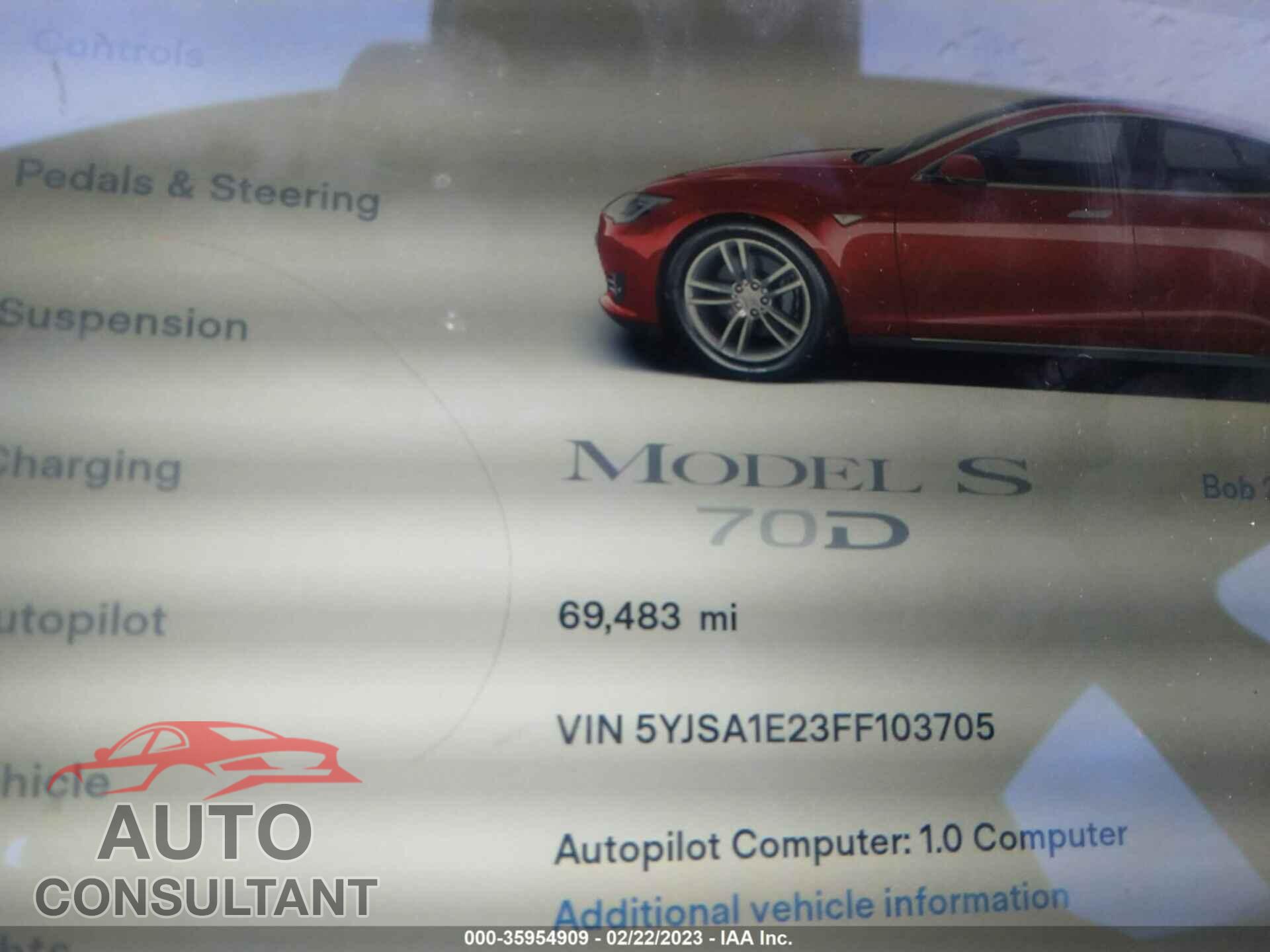 TESLA MODEL S 2015 - 5YJSA1E23FF103705