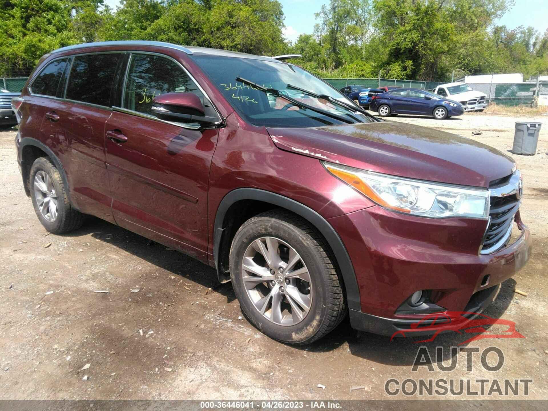 TOYOTA HIGHLANDER 2015 - 5TDJKRFH5FS223382