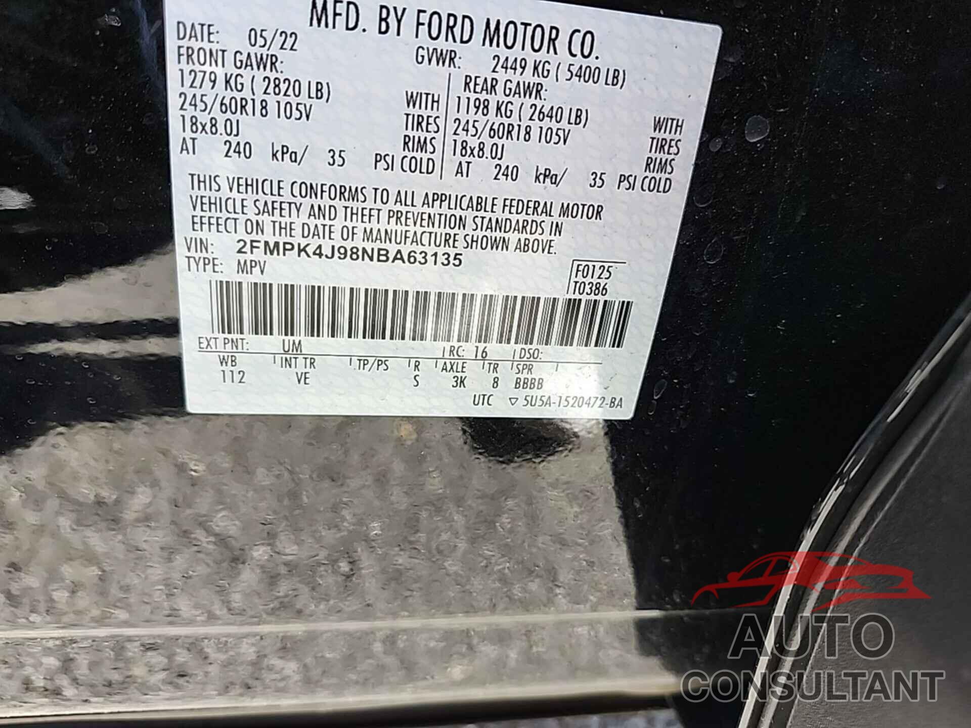 FORD EDGE 2022 - 2FMPK4J98NBA63135