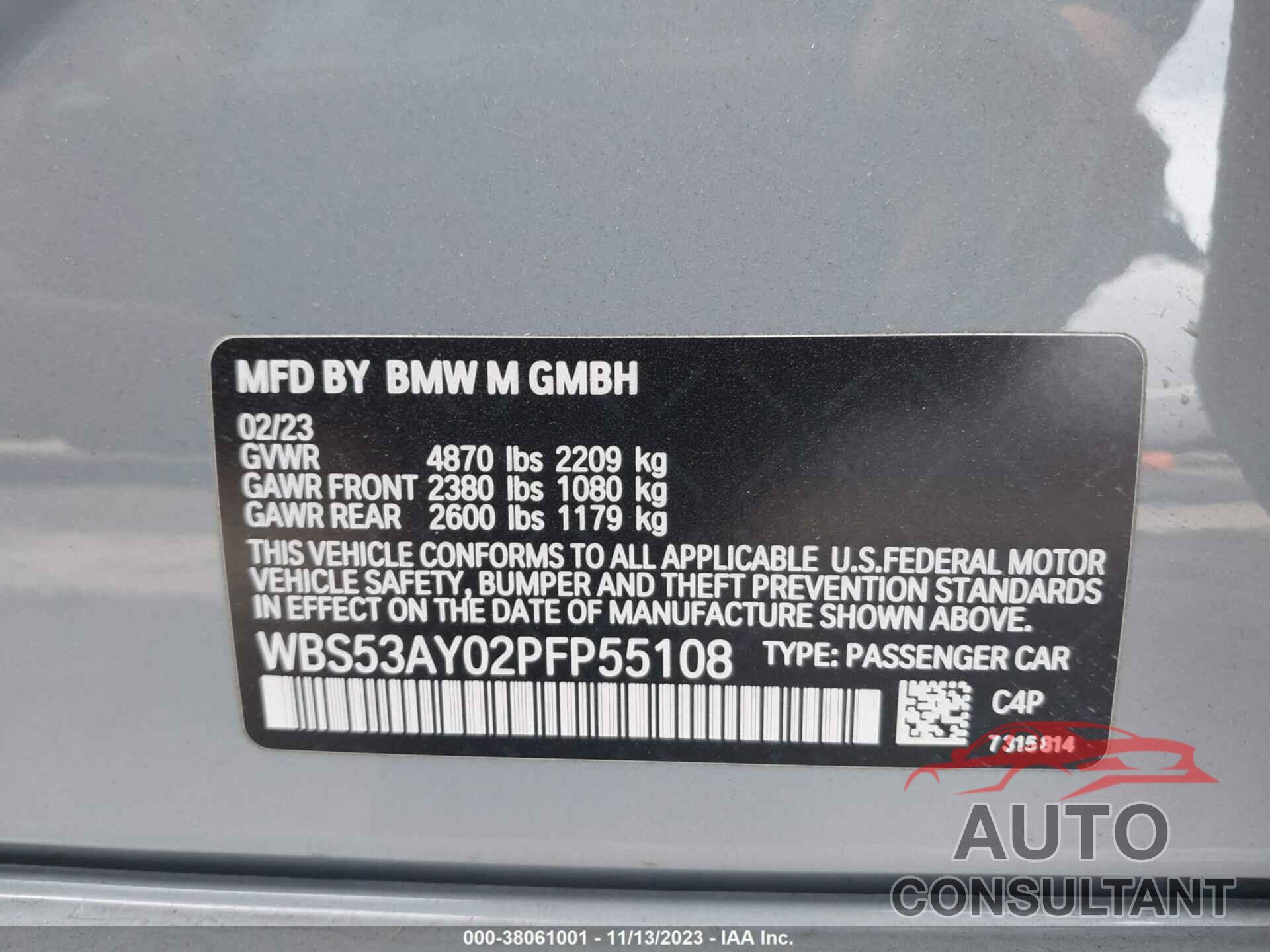 BMW M3 2023 - WBS53AY02PFP55108