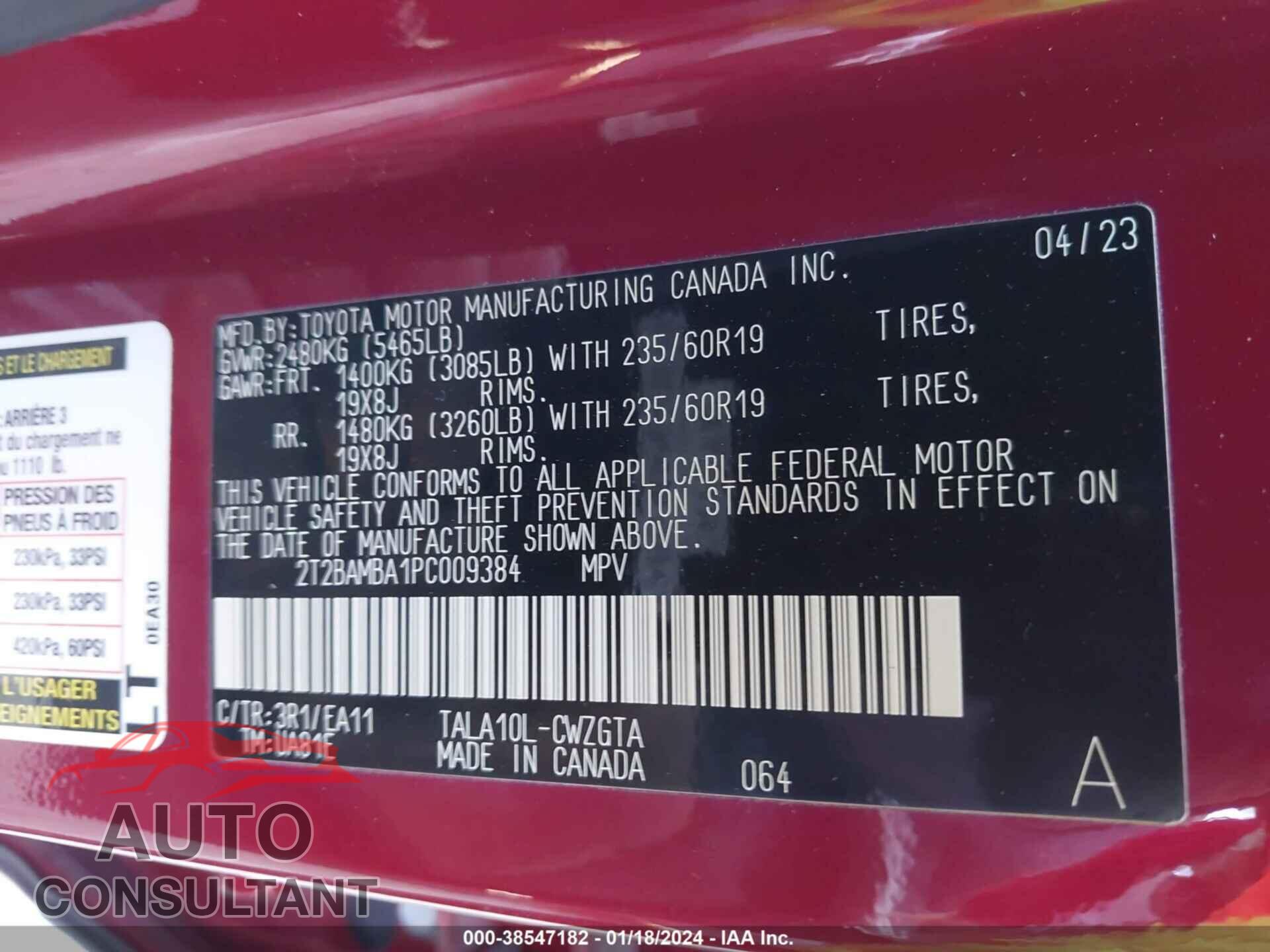 LEXUS RX 2023 - 2T2BAMBA1PC009384