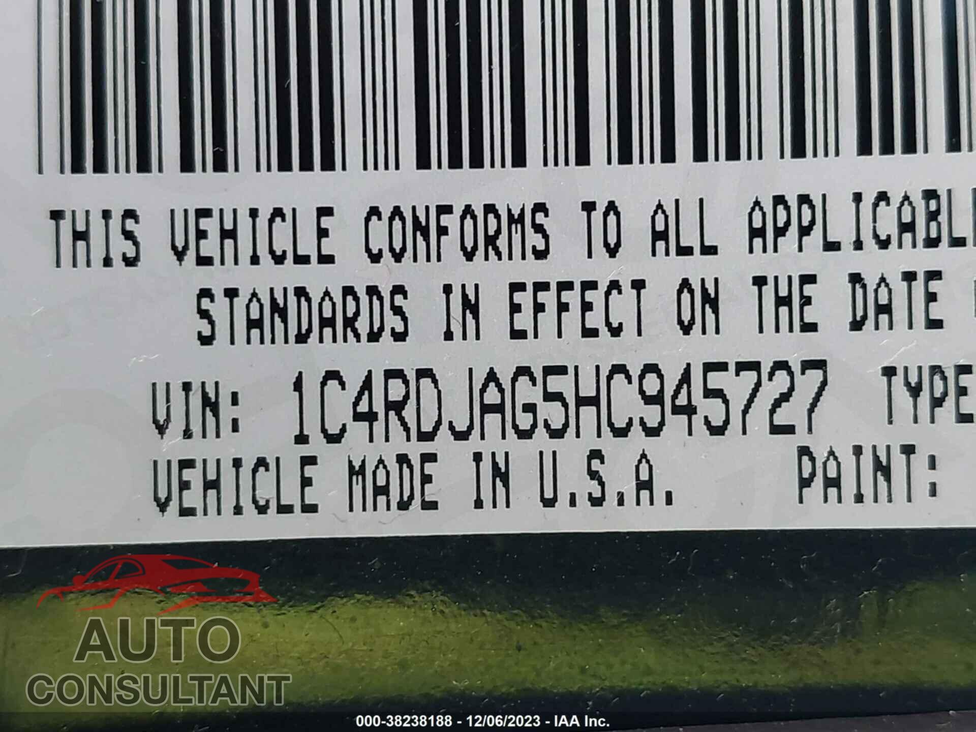 DODGE DURANGO 2017 - 1C4RDJAG5HC945727