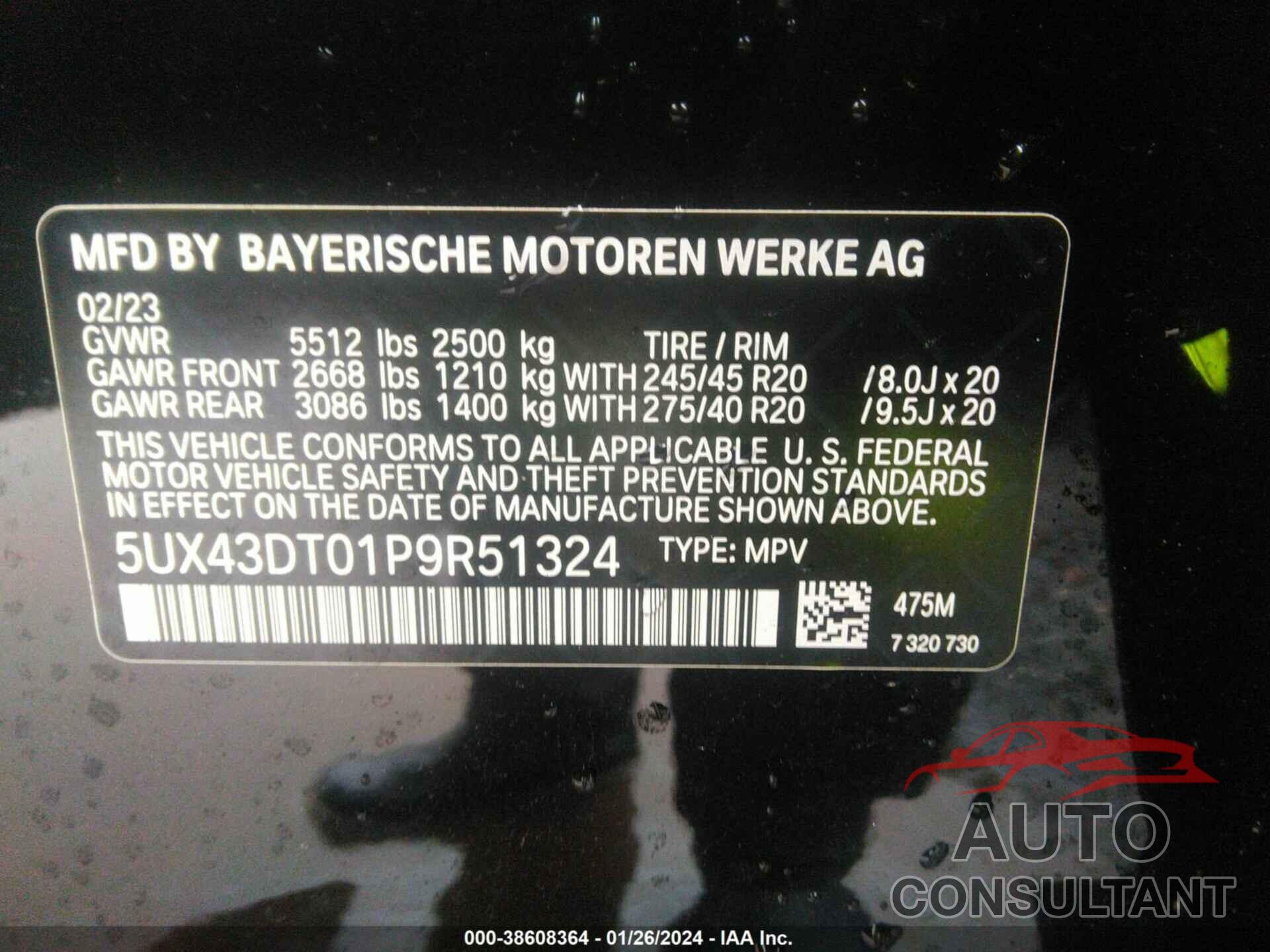 BMW X4 2023 - 5UX43DT01P9R51324