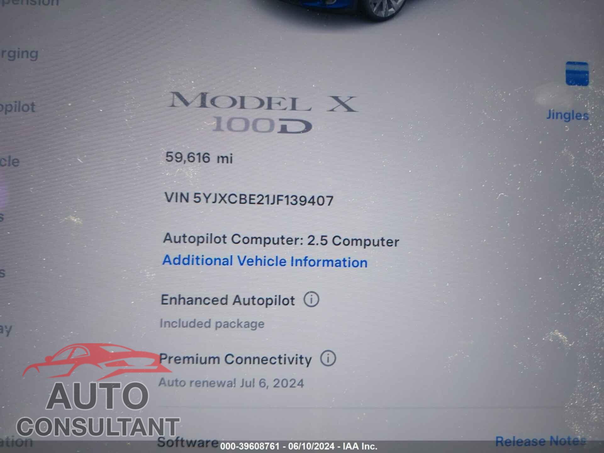 TESLA MODEL X 2018 - 5YJXCBE21JF139407
