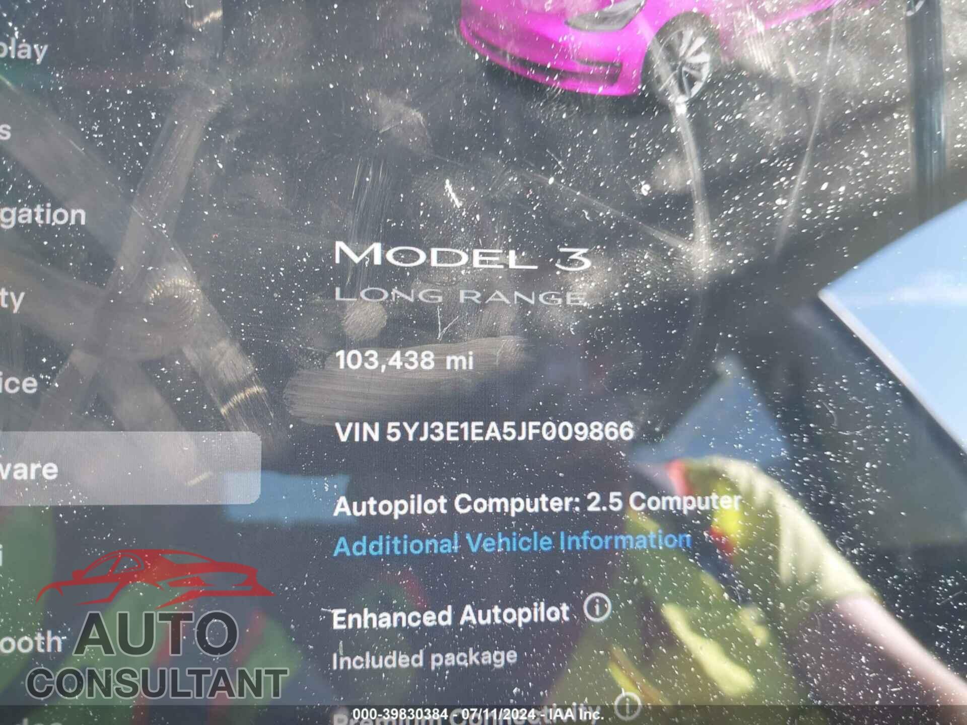 TESLA MODEL 3 2018 - 5YJ3E1EA5JF009866