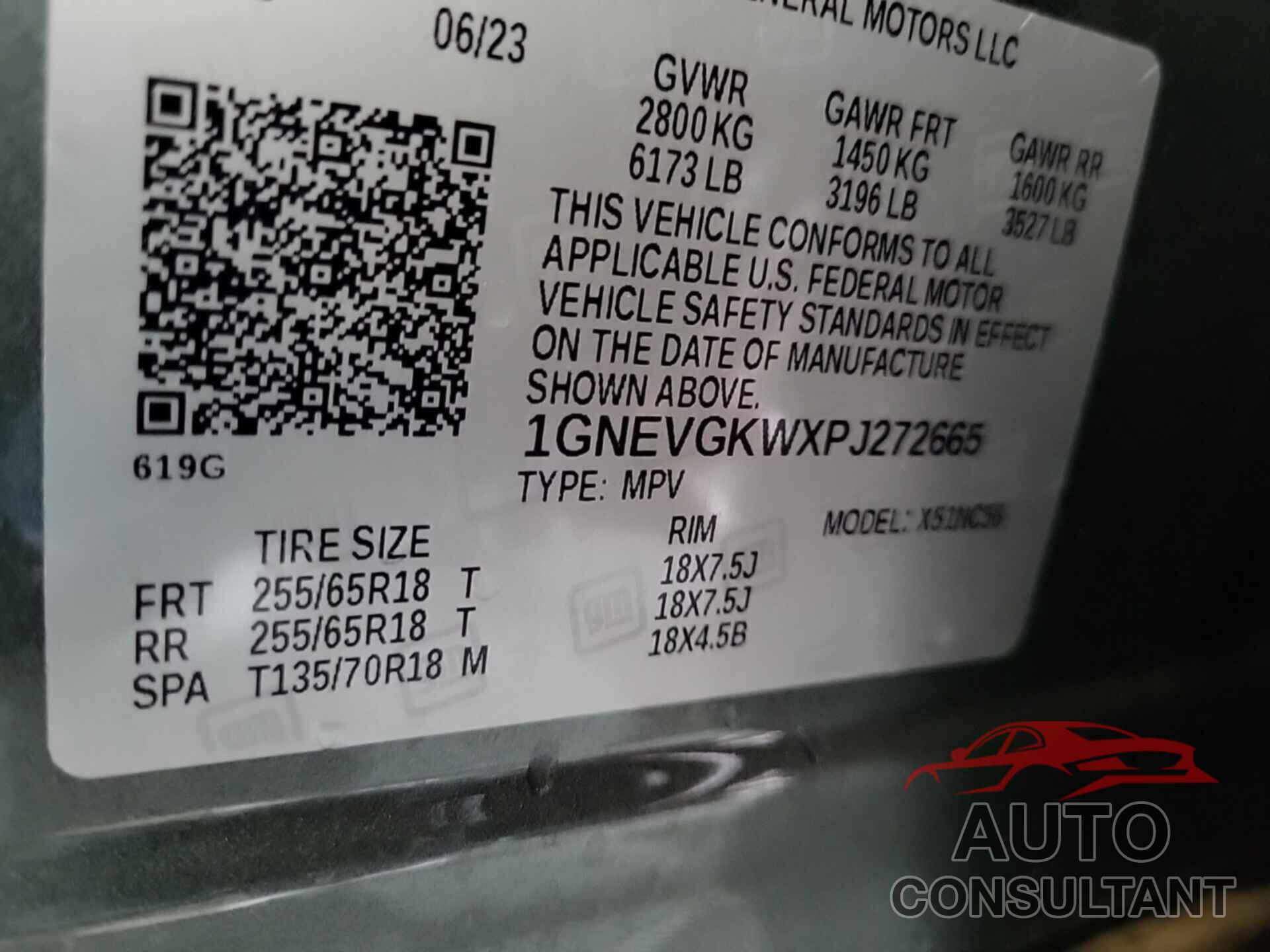 CHEVROLET TRAVERSE 2023 - 1GNEVGKWXPJ272665