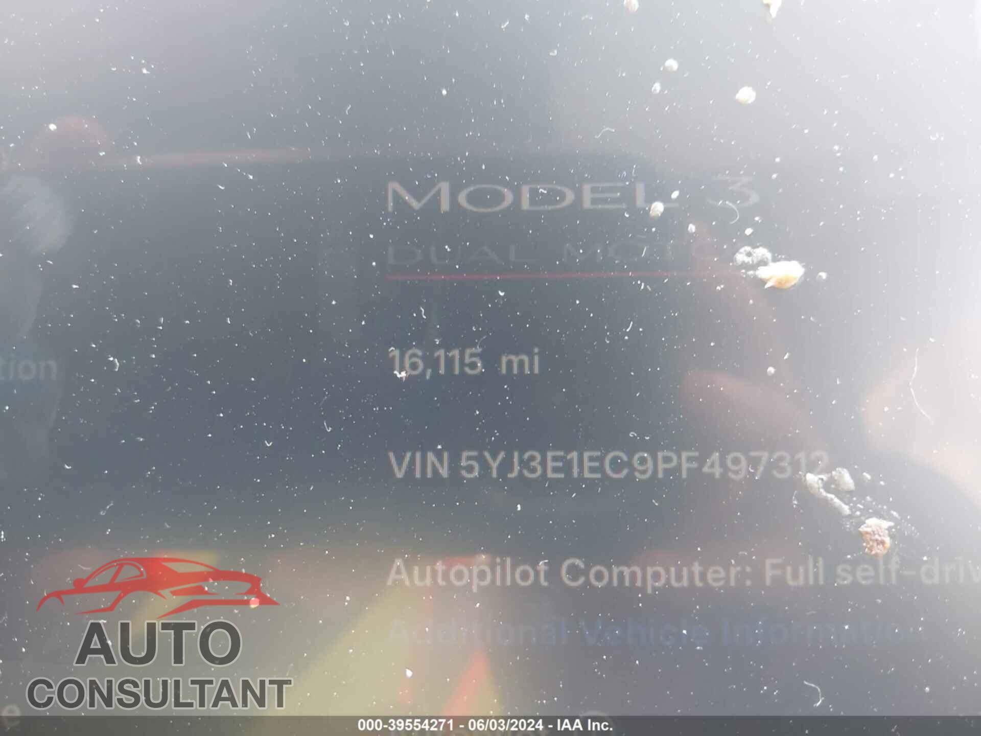 TESLA MODEL 3 2023 - 5YJ3E1EC9PF497312