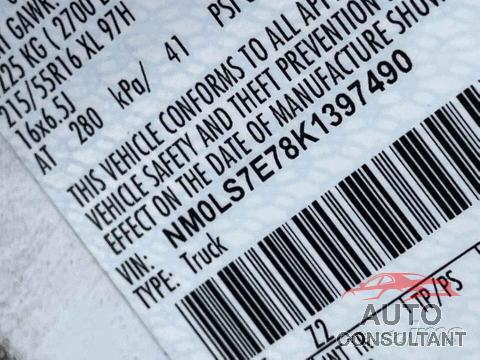FORD TRANSIT CONNECT 2019 - NM0LS7E78K1397490