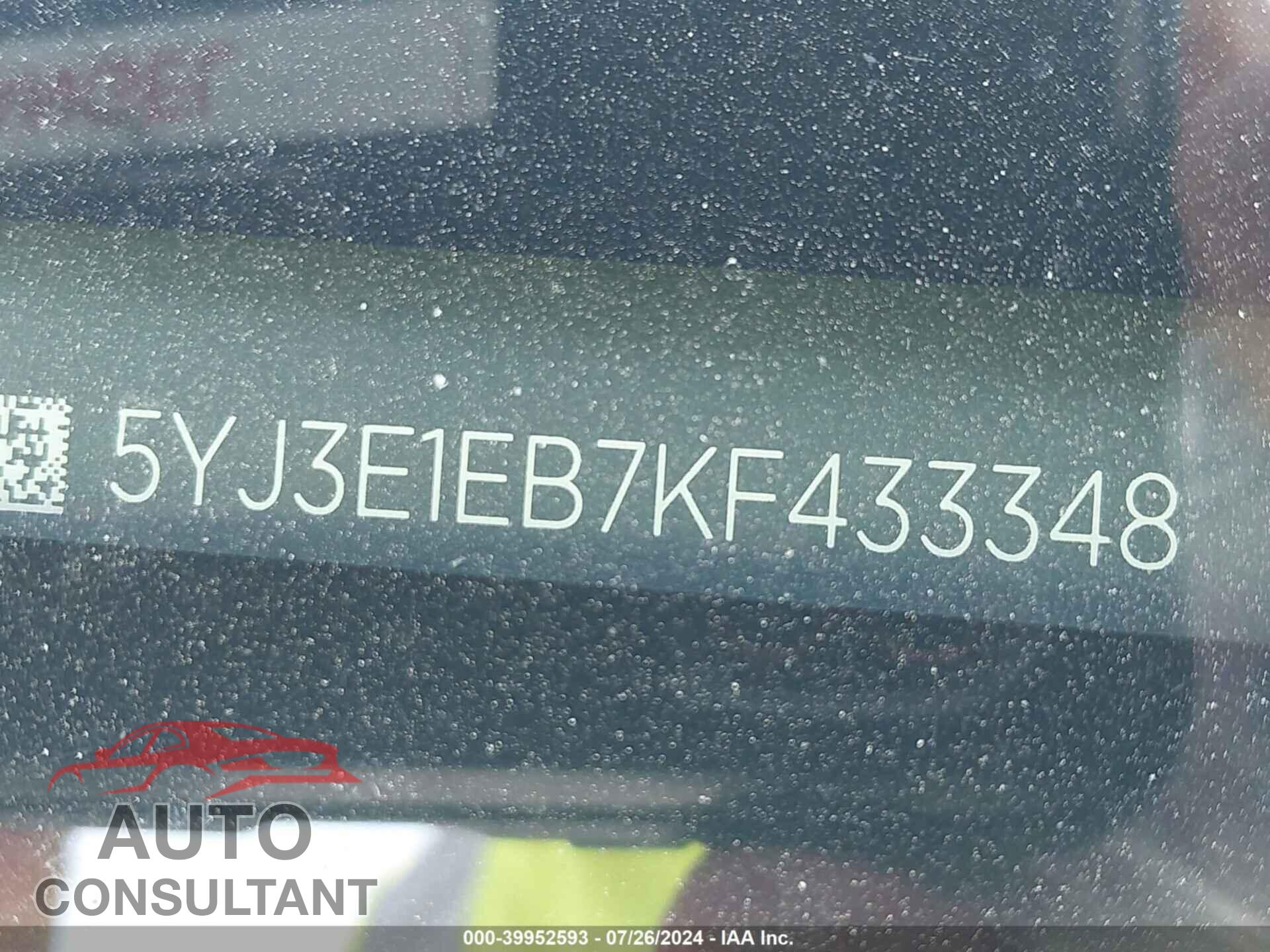 TESLA MODEL 3 2019 - 5YJ3E1EB7KF433348