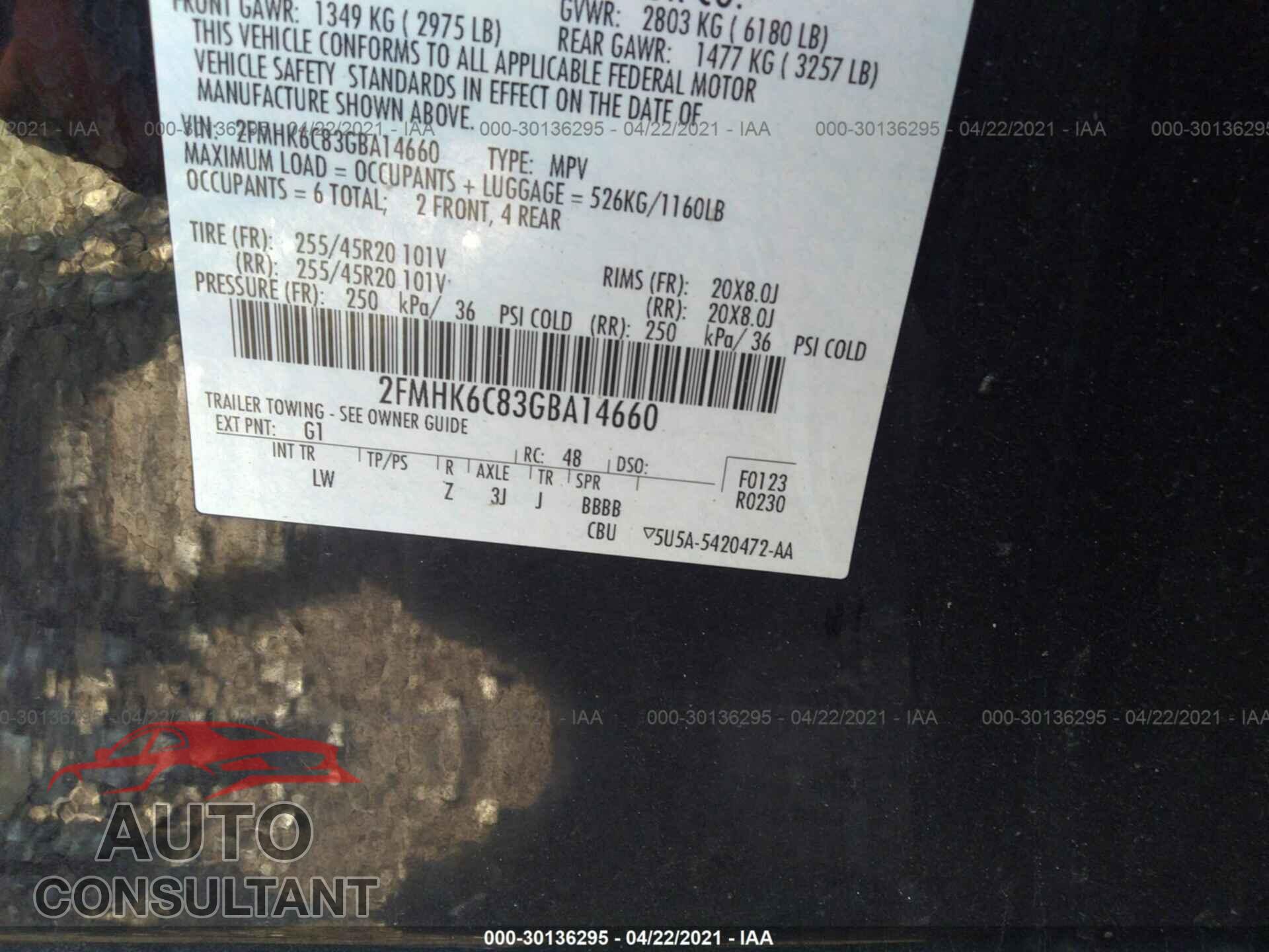 FORD FLEX 2016 - 2FMHK6C83GBA14660