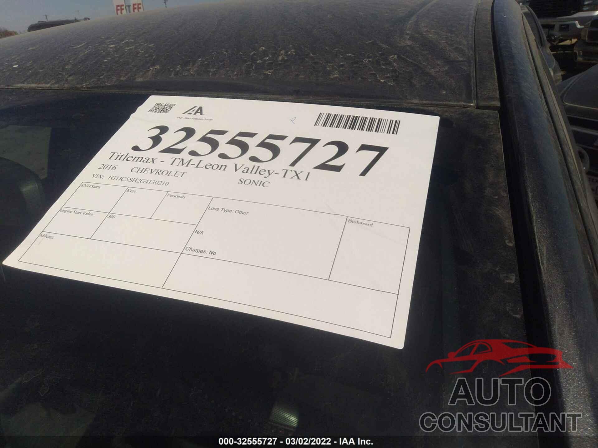 CHEVROLET SONIC 2016 - 1G1JC5SH2G4130210
