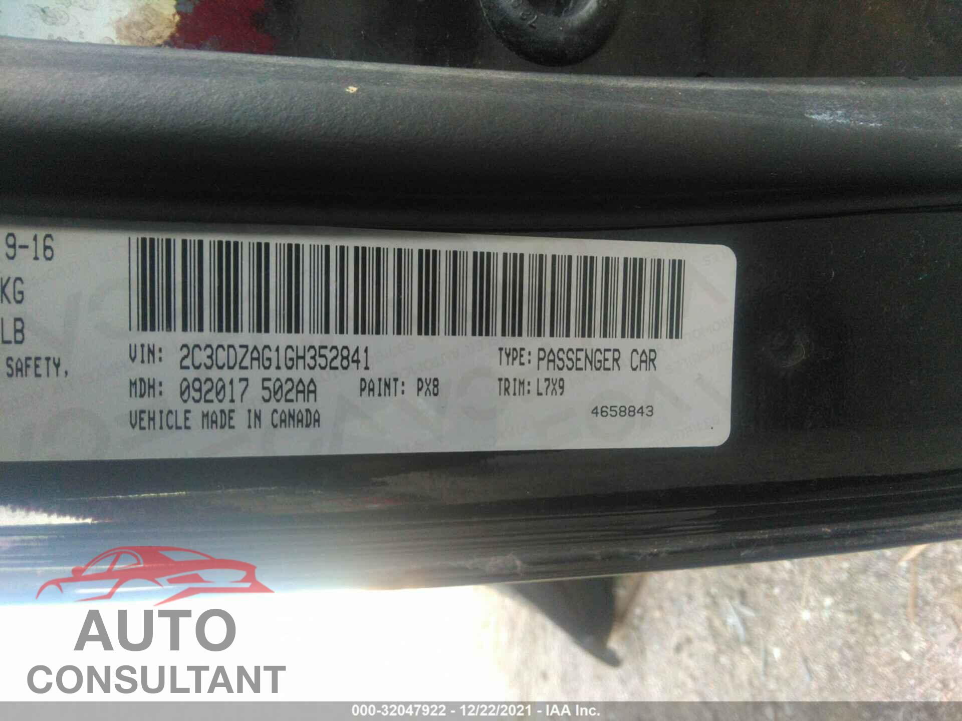 DODGE CHALLENGER 2016 - 2C3CDZAG1GH352841