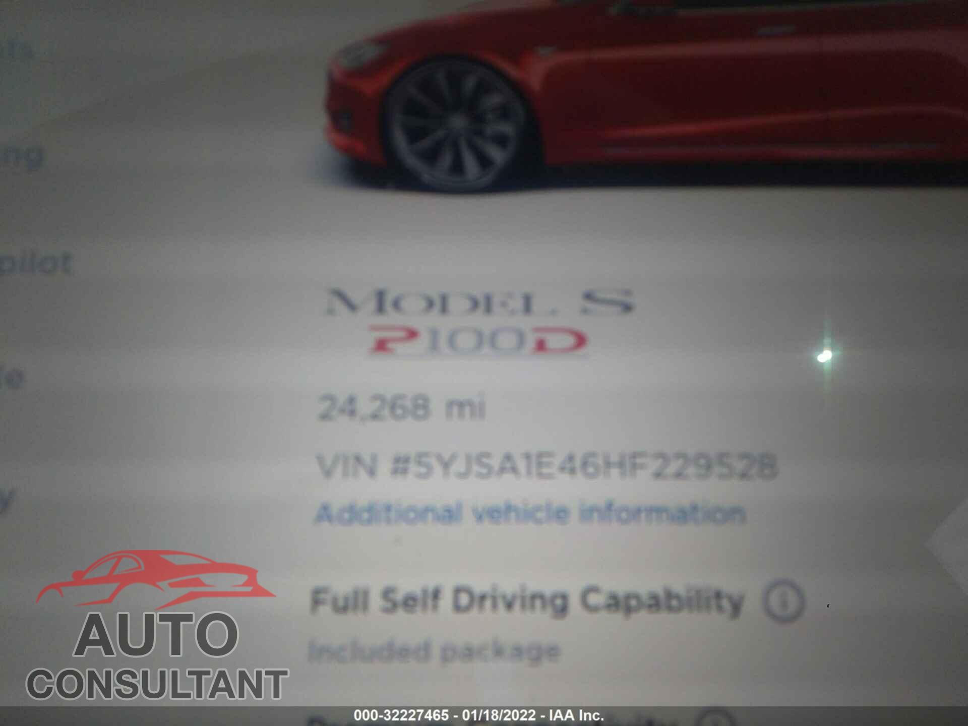 TESLA MODEL S 2017 - 5YJSA1E46HF229528