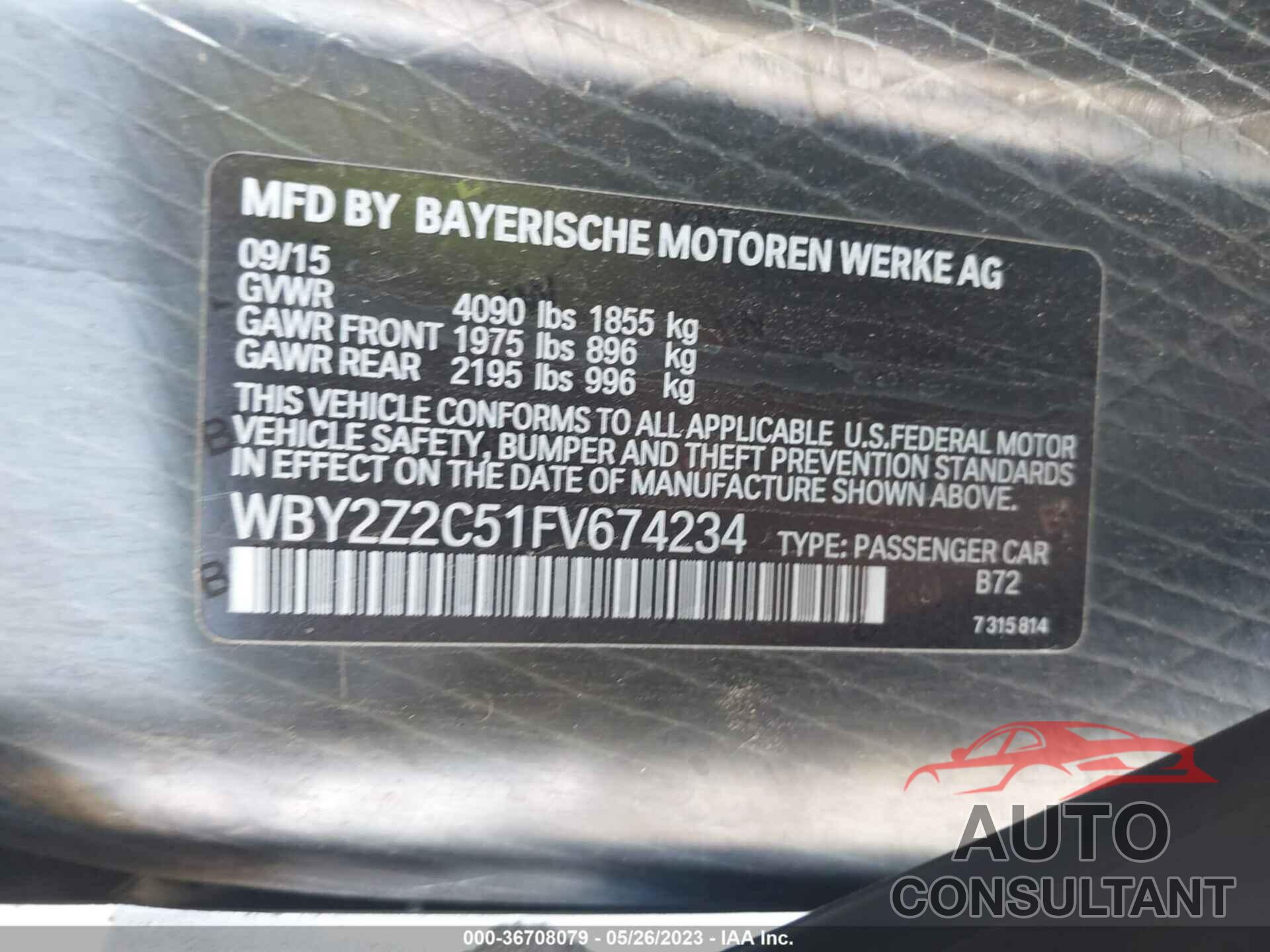 BMW I8 2015 - WBY2Z2C51FV674234