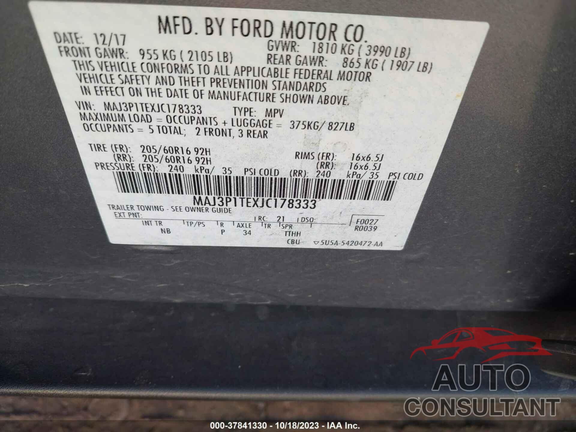 FORD ECOSPORT 2018 - MAJ3P1TEXJC178333