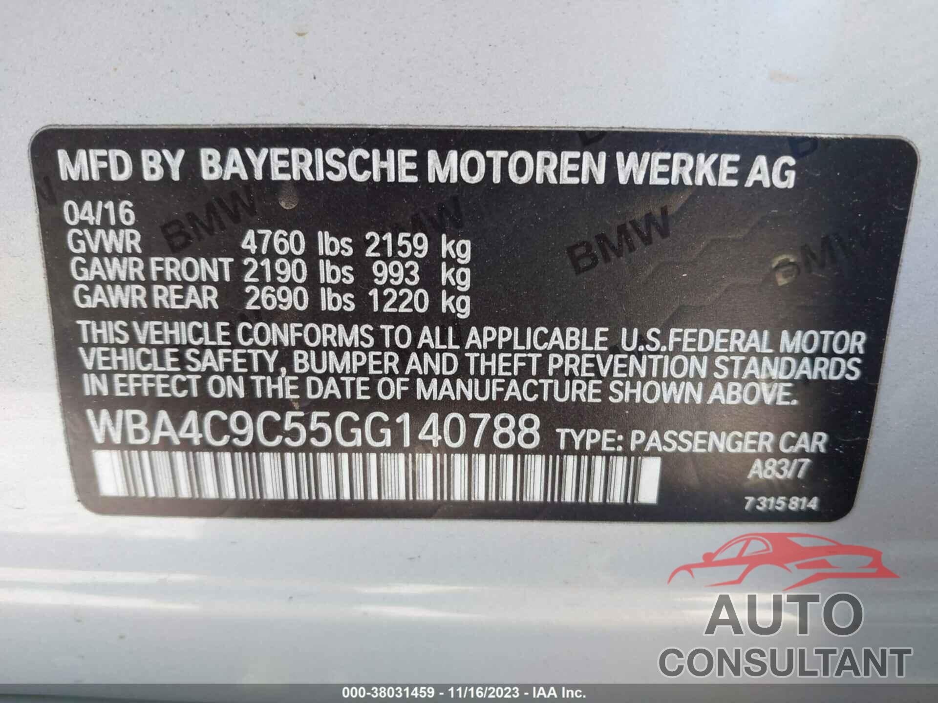 BMW 428I GRAN COUPE 2016 - WBA4C9C55GG140788