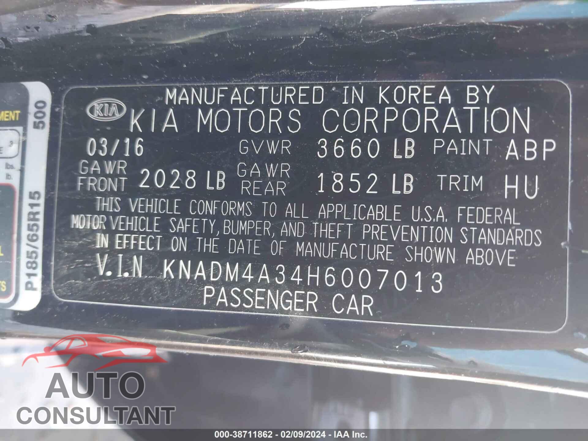 KIA RIO 2017 - KNADM4A34H6007013
