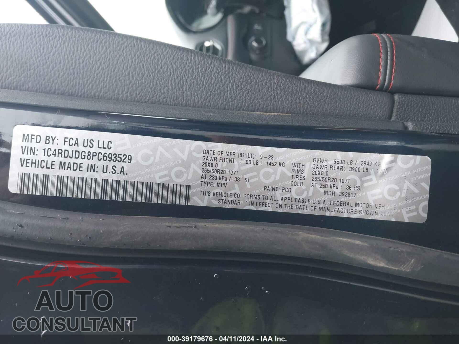 DODGE DURANGO 2023 - 1C4RDJDG8PC693529