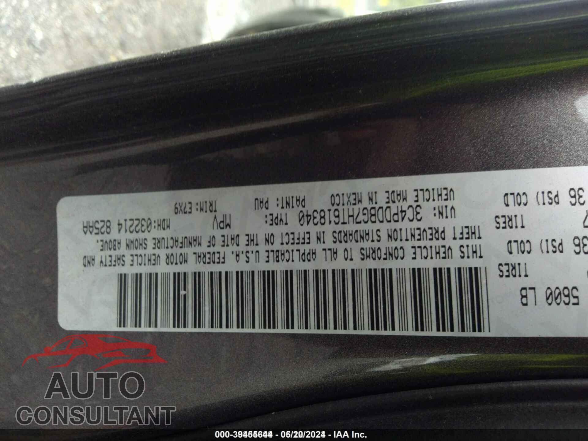 DODGE JOURNEY 2017 - 3C4PDDBG7HT618340