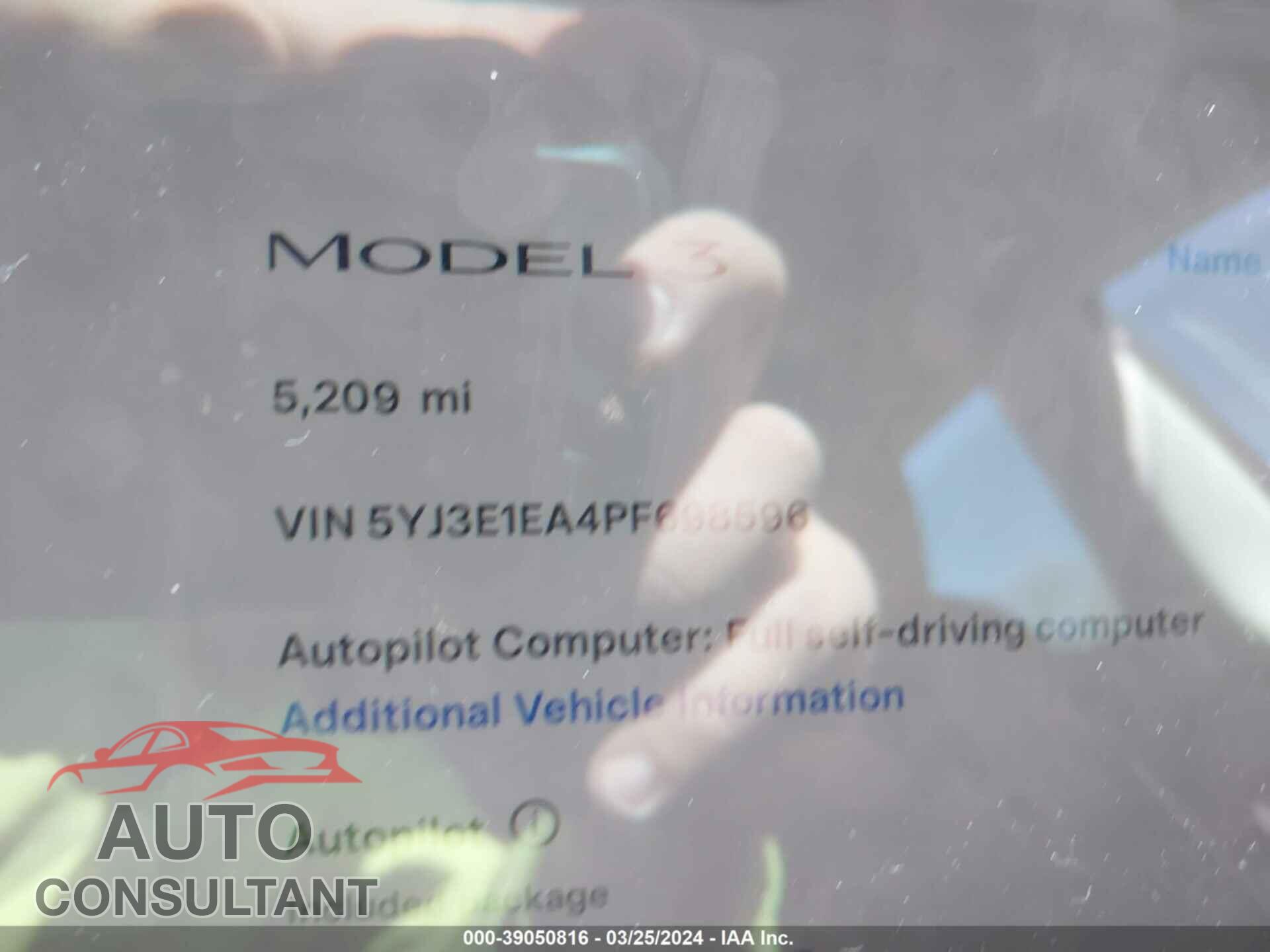 TESLA MODEL 3 2023 - 5YJ3E1EA4PF698596