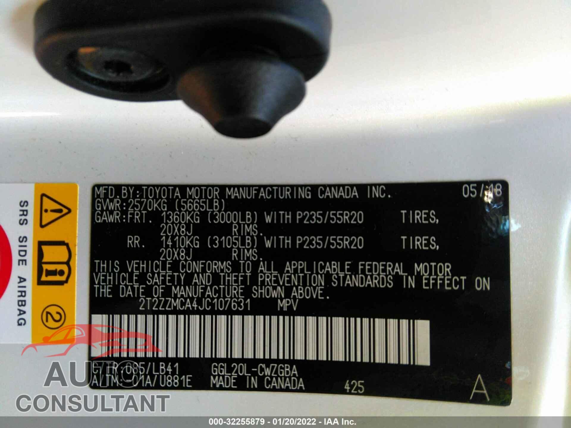 LEXUS RX 2018 - 2T2ZZMCA4JC107631