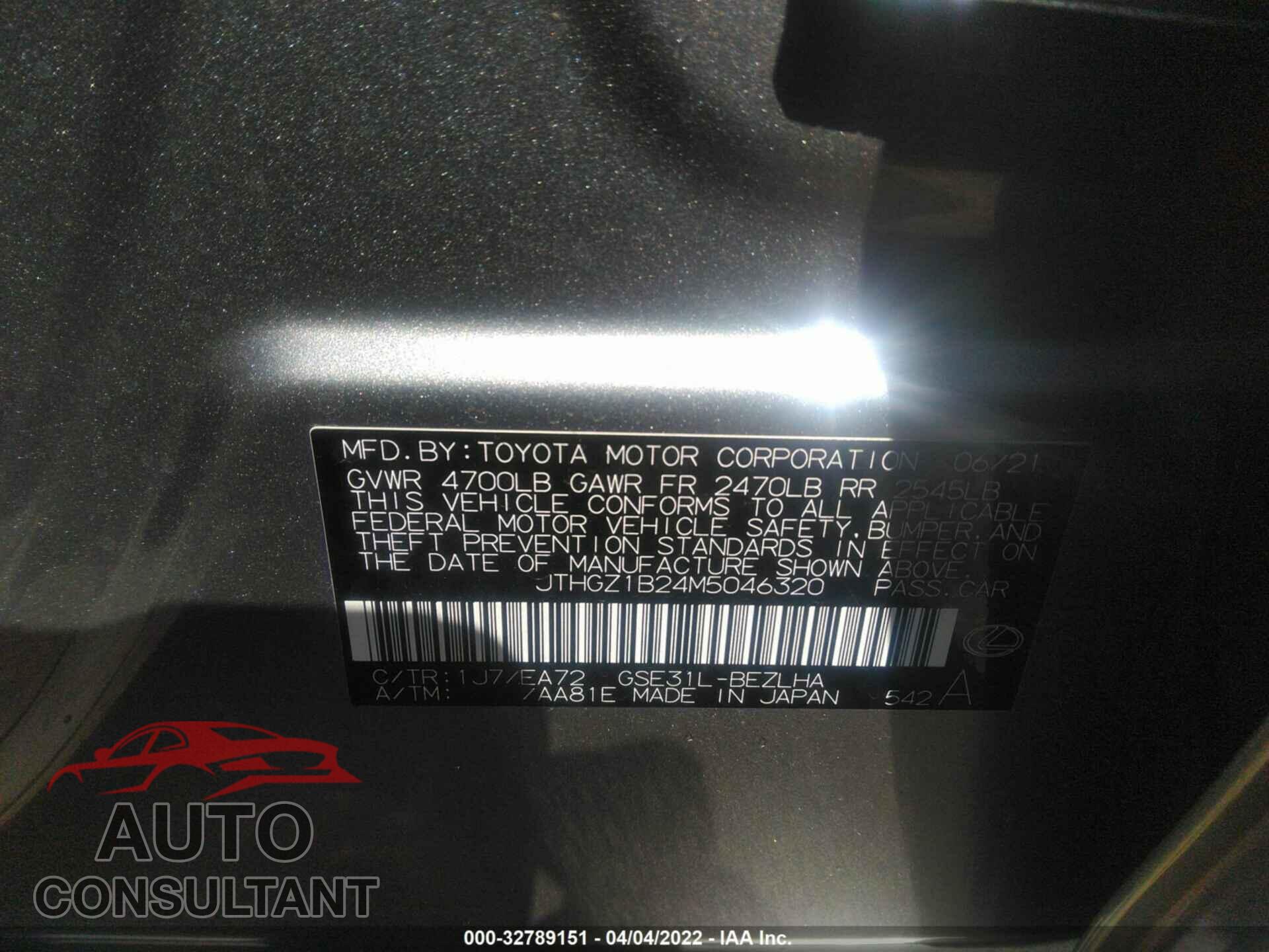 LEXUS IS 2021 - JTHGZ1B24M5046320
