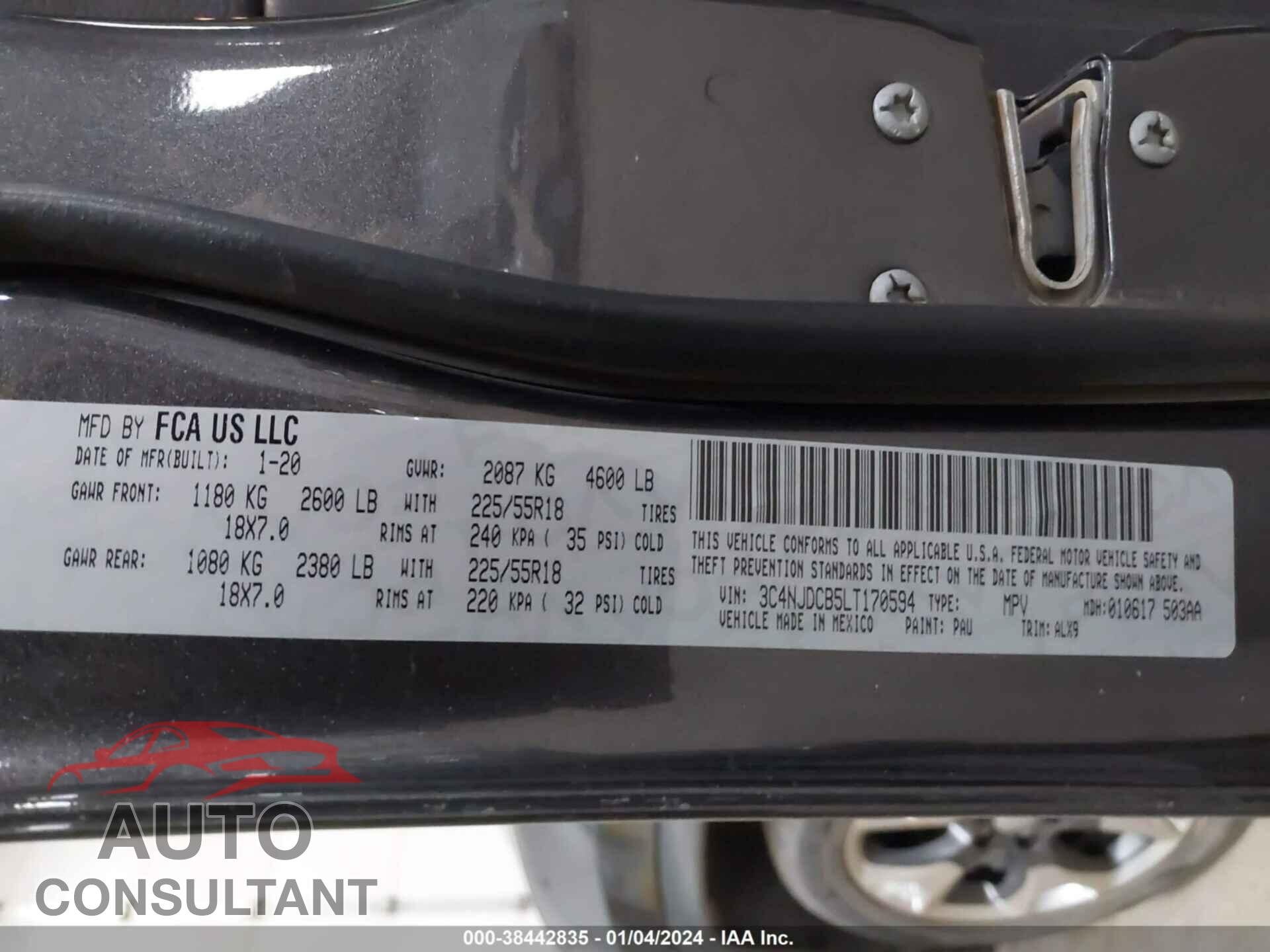 JEEP COMPASS 2020 - 3C4NJDCB5LT170594