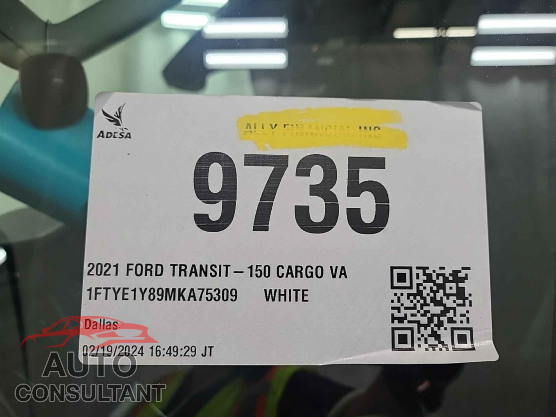 FORD TRANSIT 2021 - 1FTYE1Y89MKA75309