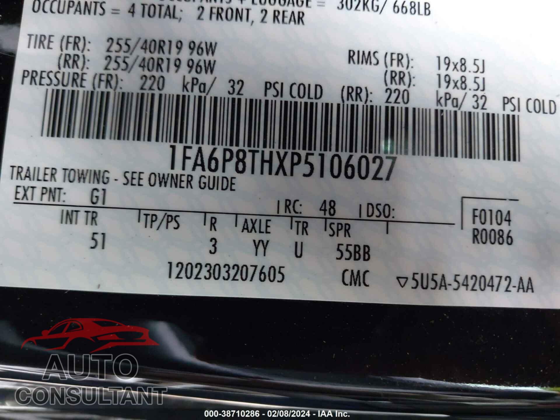 FORD MUSTANG 2023 - 1FA6P8THXP5106027