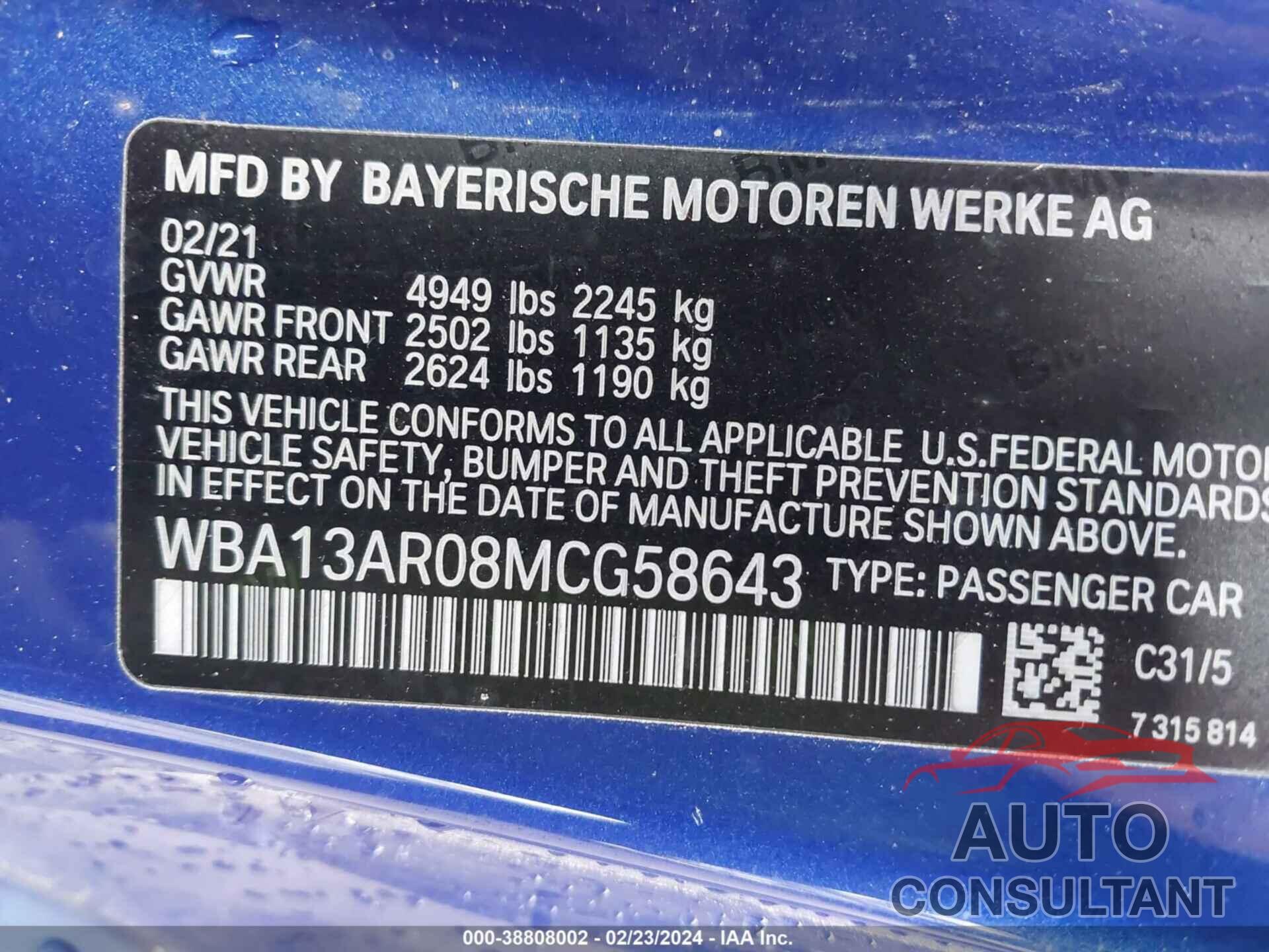 BMW M440I 2021 - WBA13AR08MCG58643
