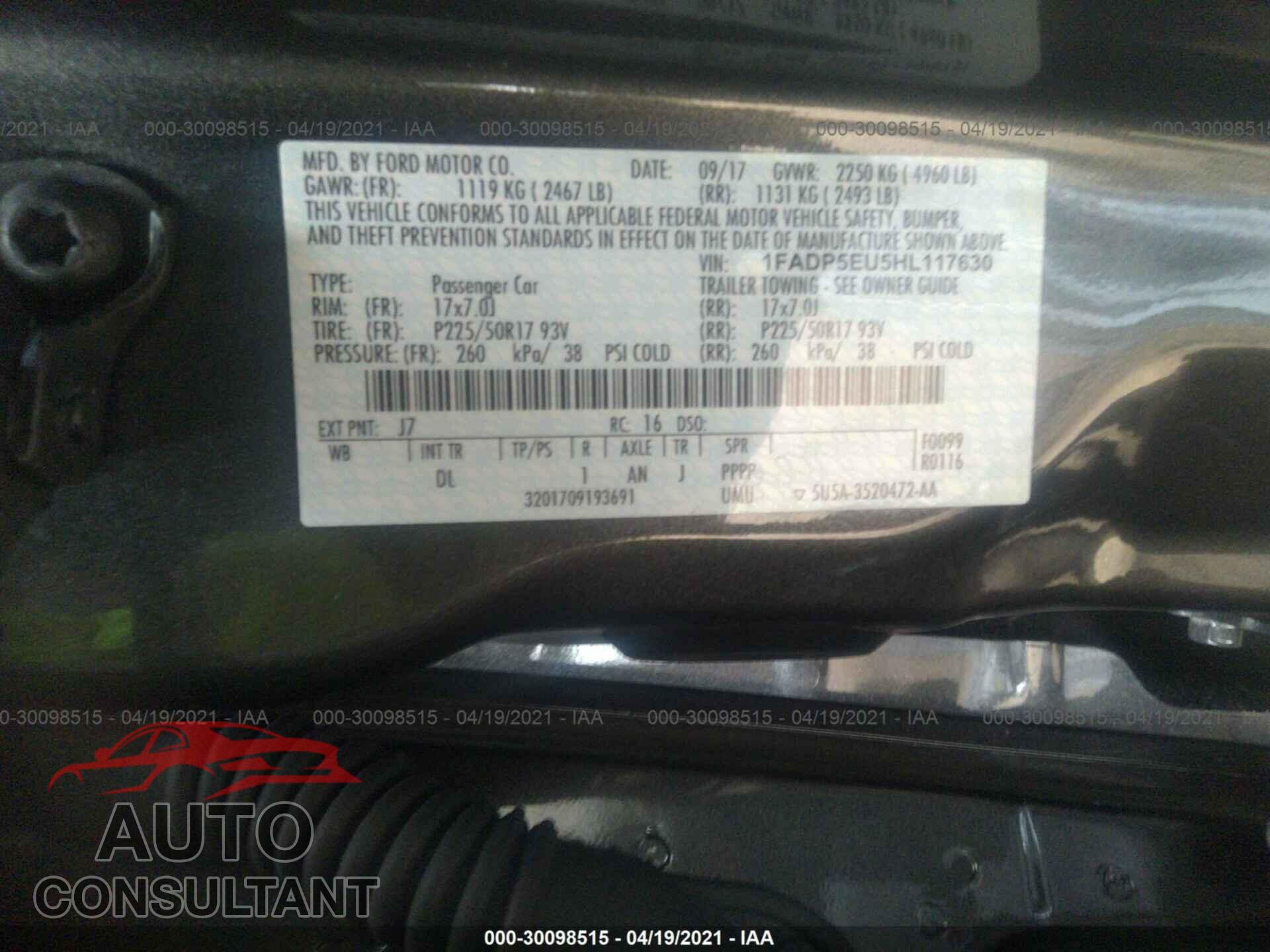 FORD C-MAX ENERGI 2017 - 1FADP5EU5HL117630