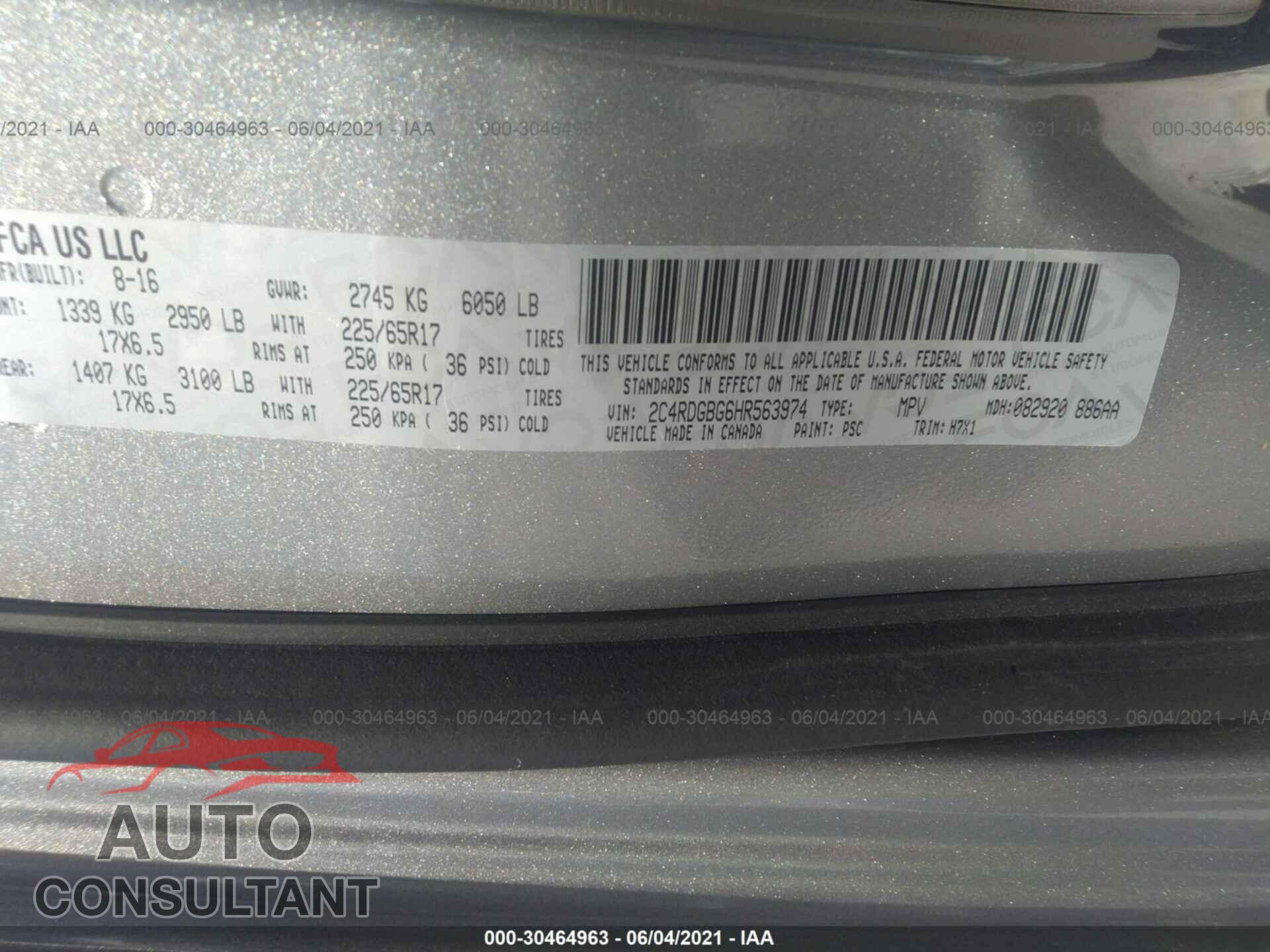 DODGE GRAND CARAVAN 2017 - 2C4RDGBG6HR563974