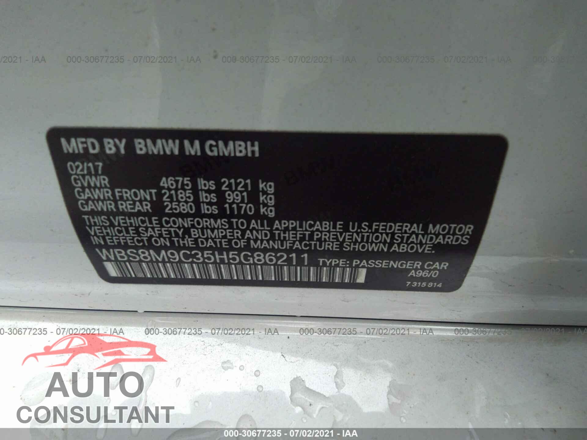 BMW M3 2017 - WBS8M9C35H5G86211