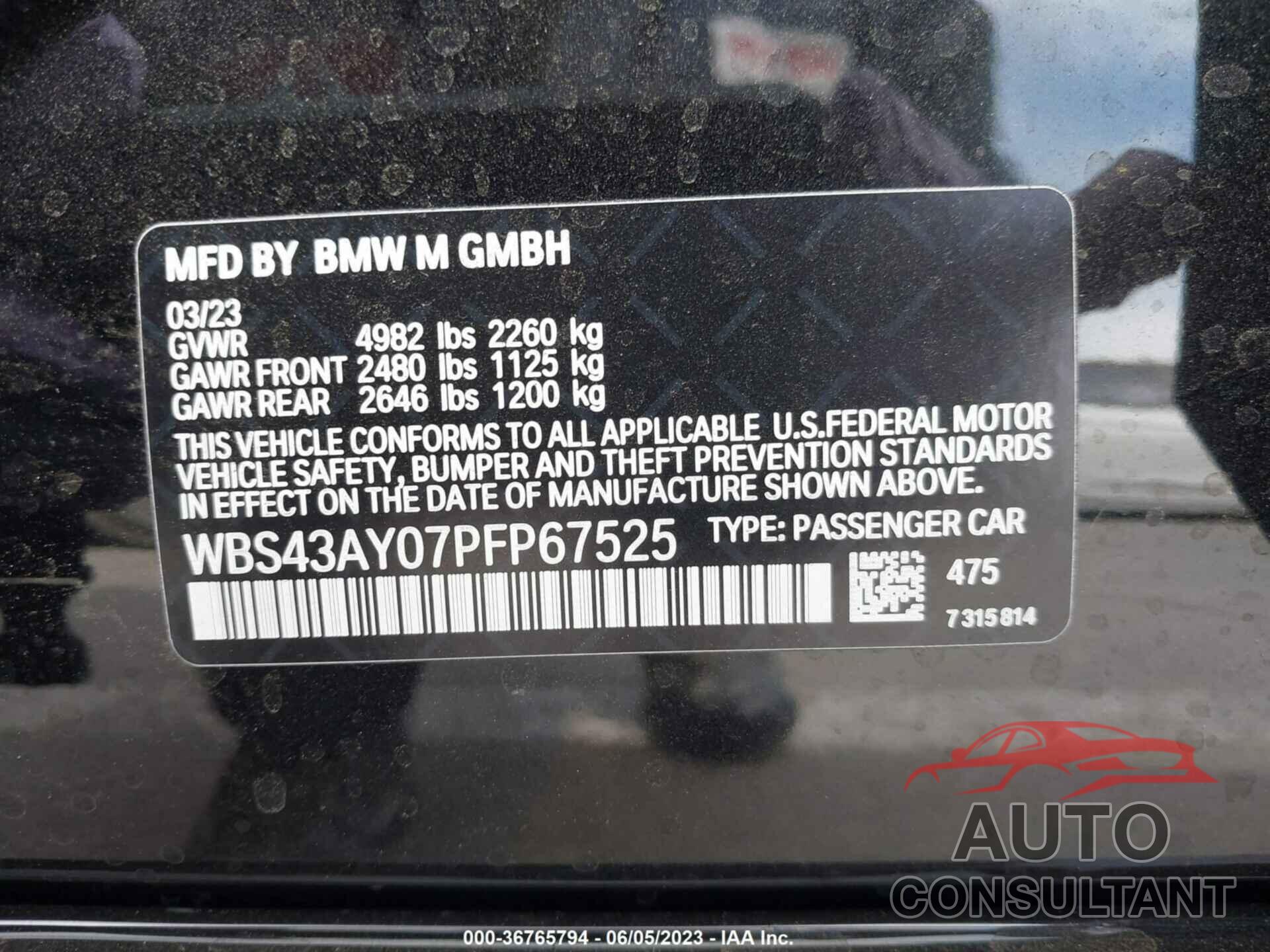 BMW M3 2023 - WBS43AY07PFP67525
