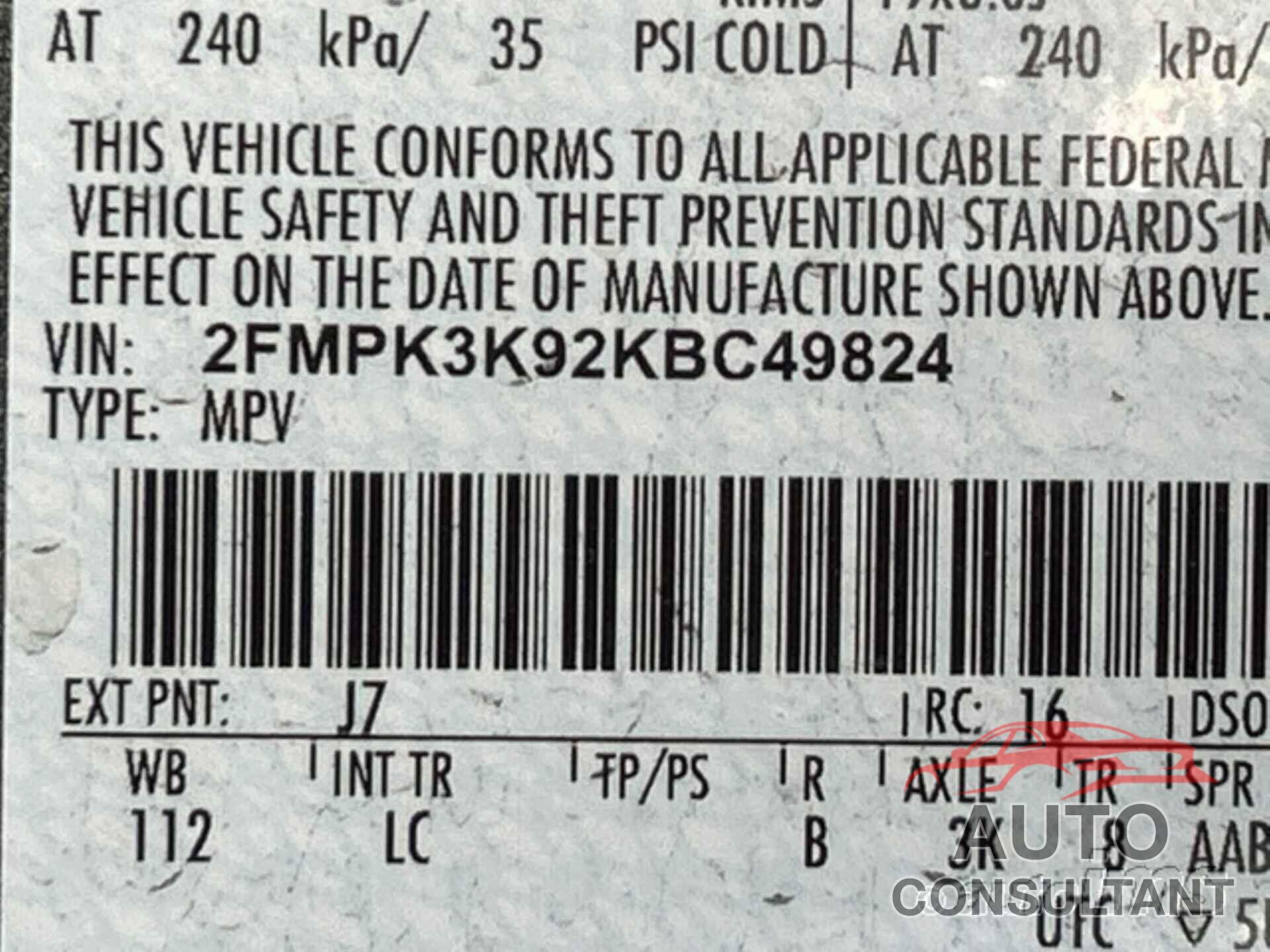 FORD EDGE 2019 - 2FMPK3K92KBC49824