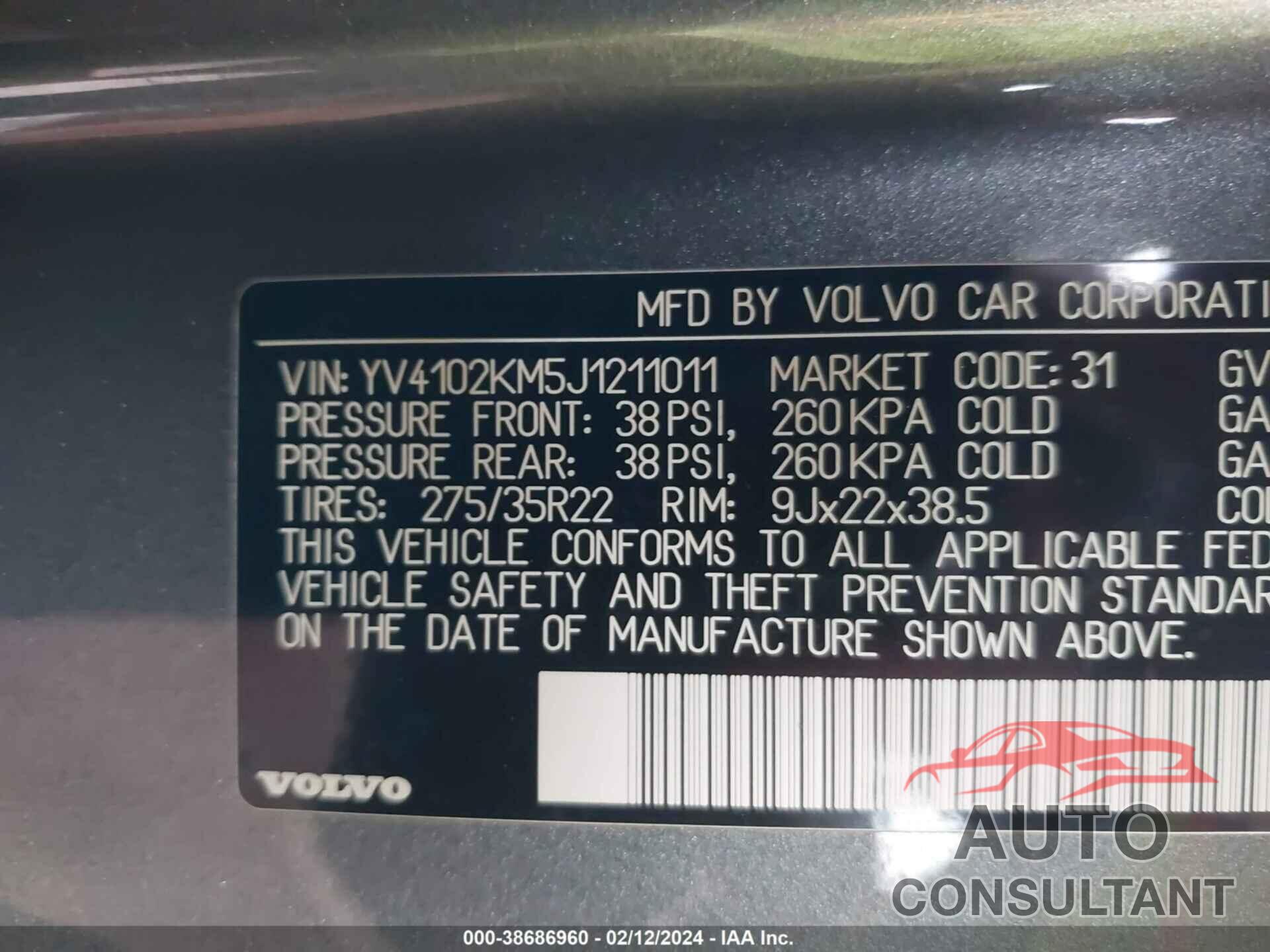 VOLVO XC90 2018 - YV4102KM5J1211011