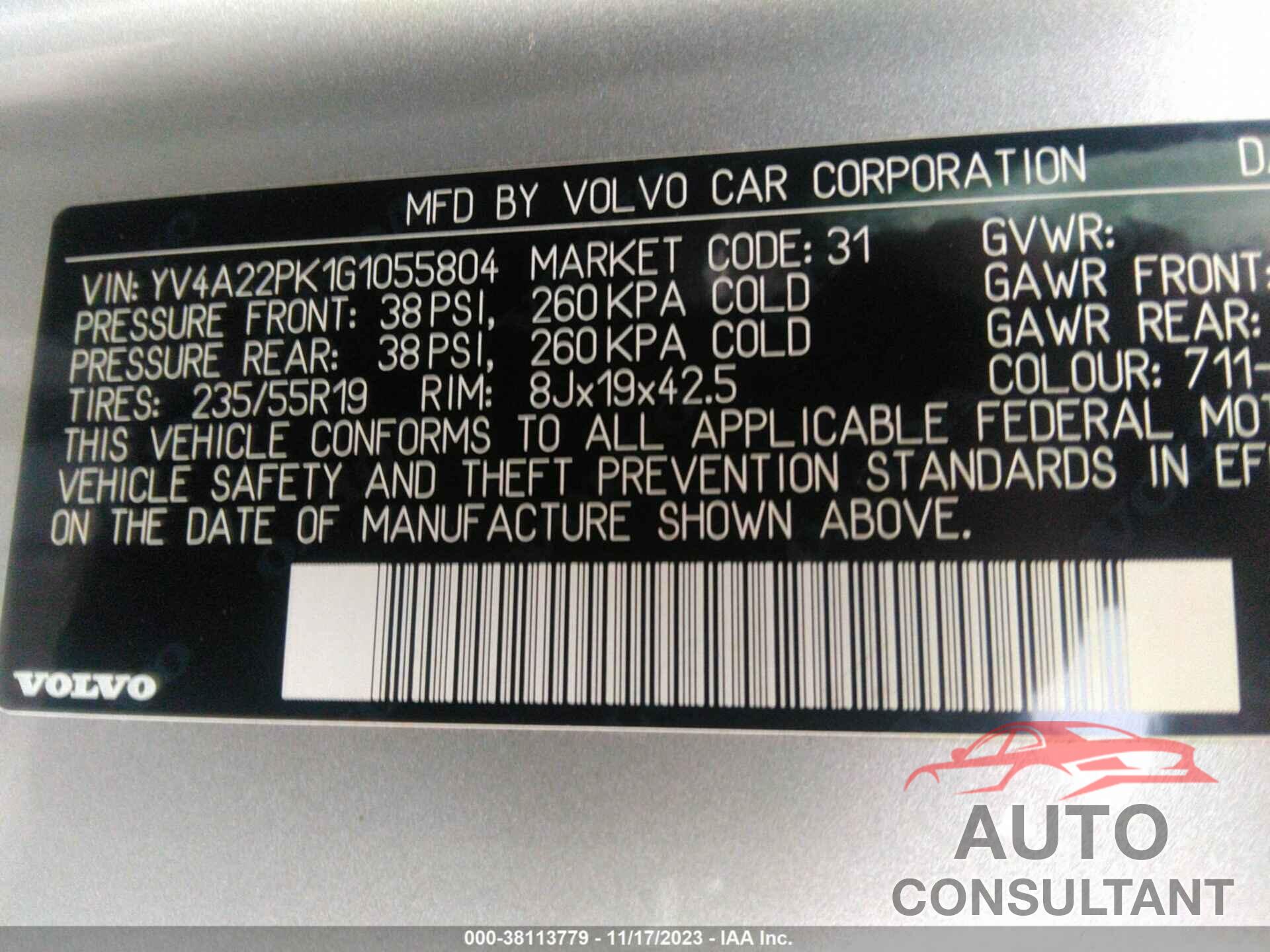 VOLVO XC90 2016 - YV4A22PK1G1055804