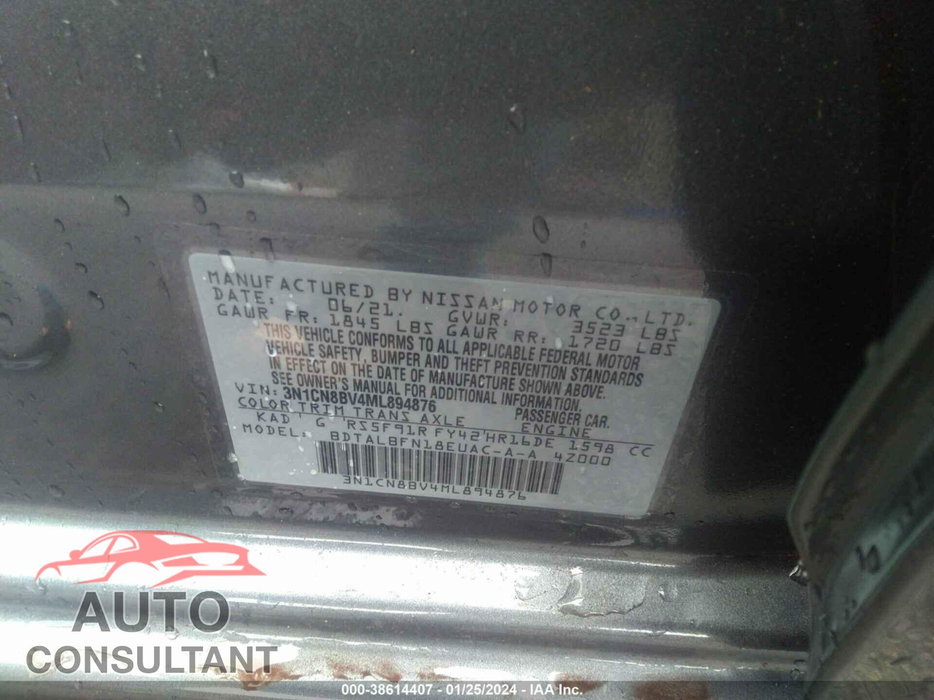 NISSAN VERSA 2021 - 3N1CN8BV4ML894876