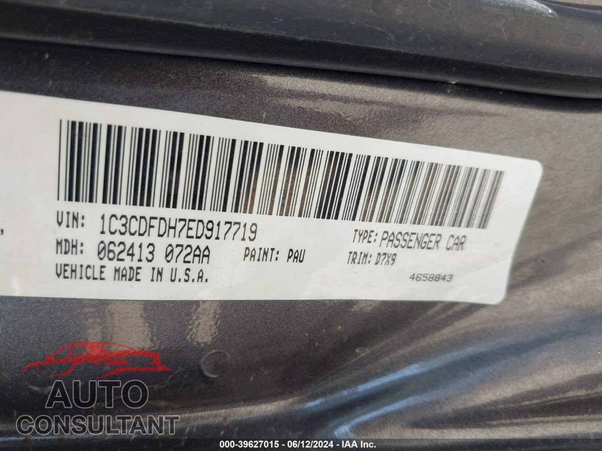 DODGE DART 2014 - 1C3CDFDH7ED917719
