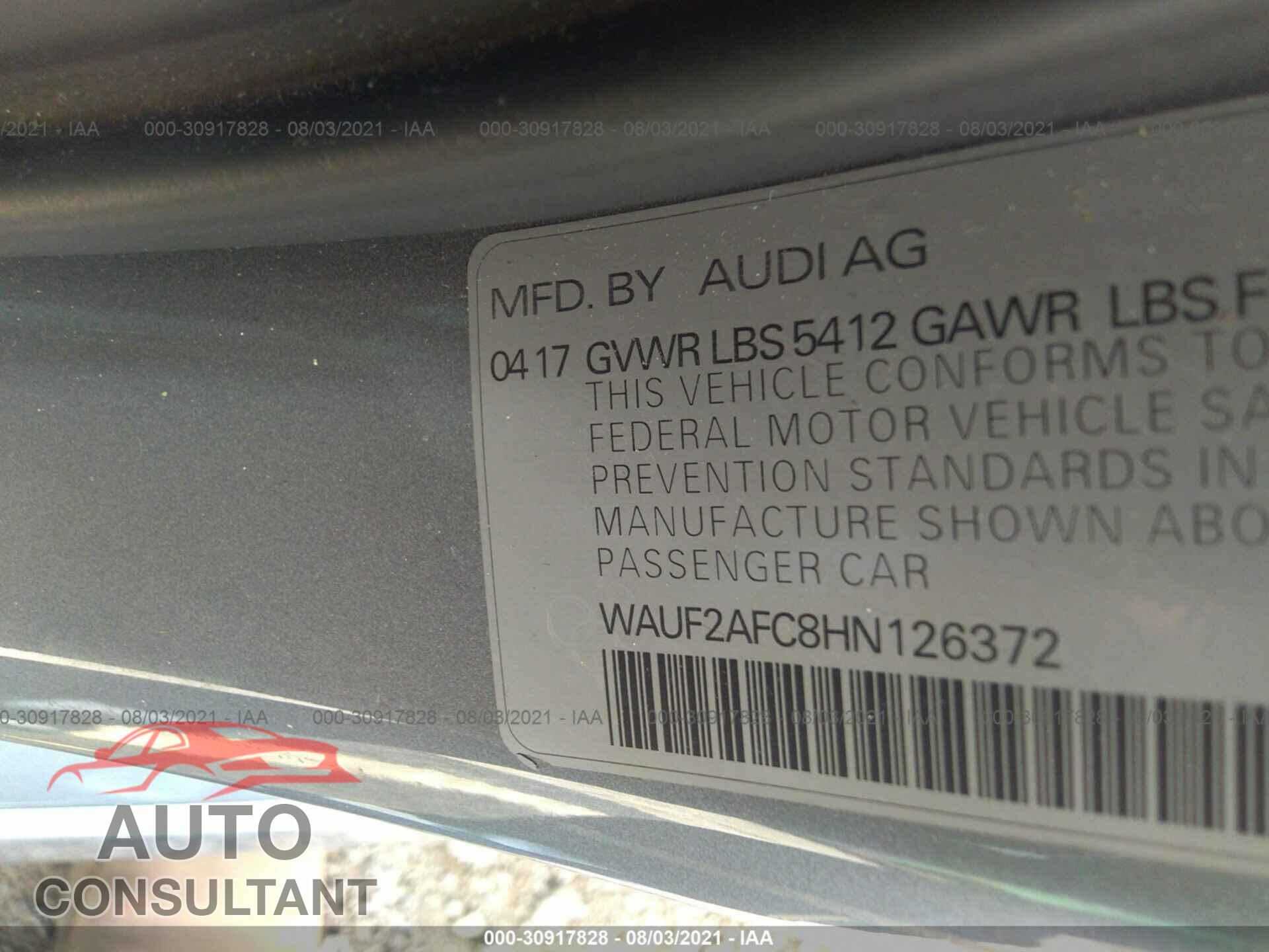 AUDI A6 2017 - WAUF2AFC8HN126372